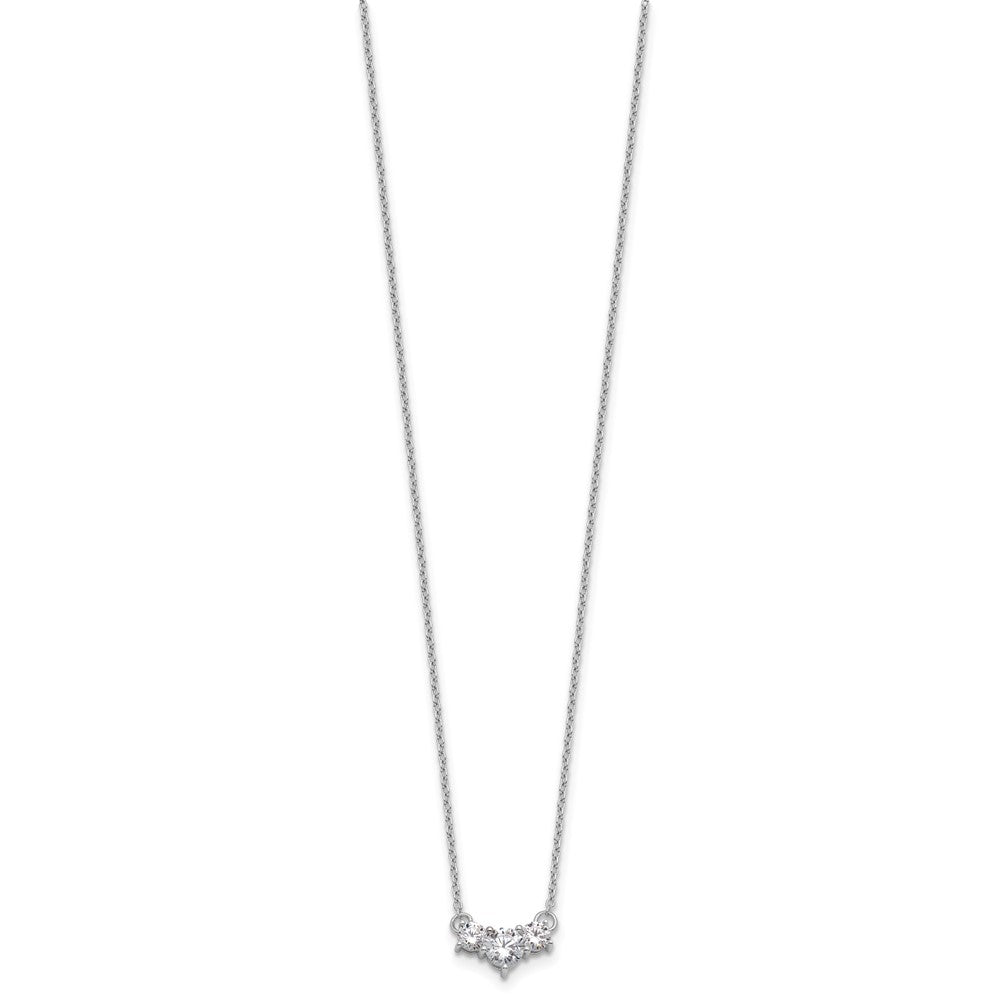 14K White Gold 3/4 CT Lab Grown Diamond 3 Stone Pendant Necklace 18' Clarity VS Color G-H