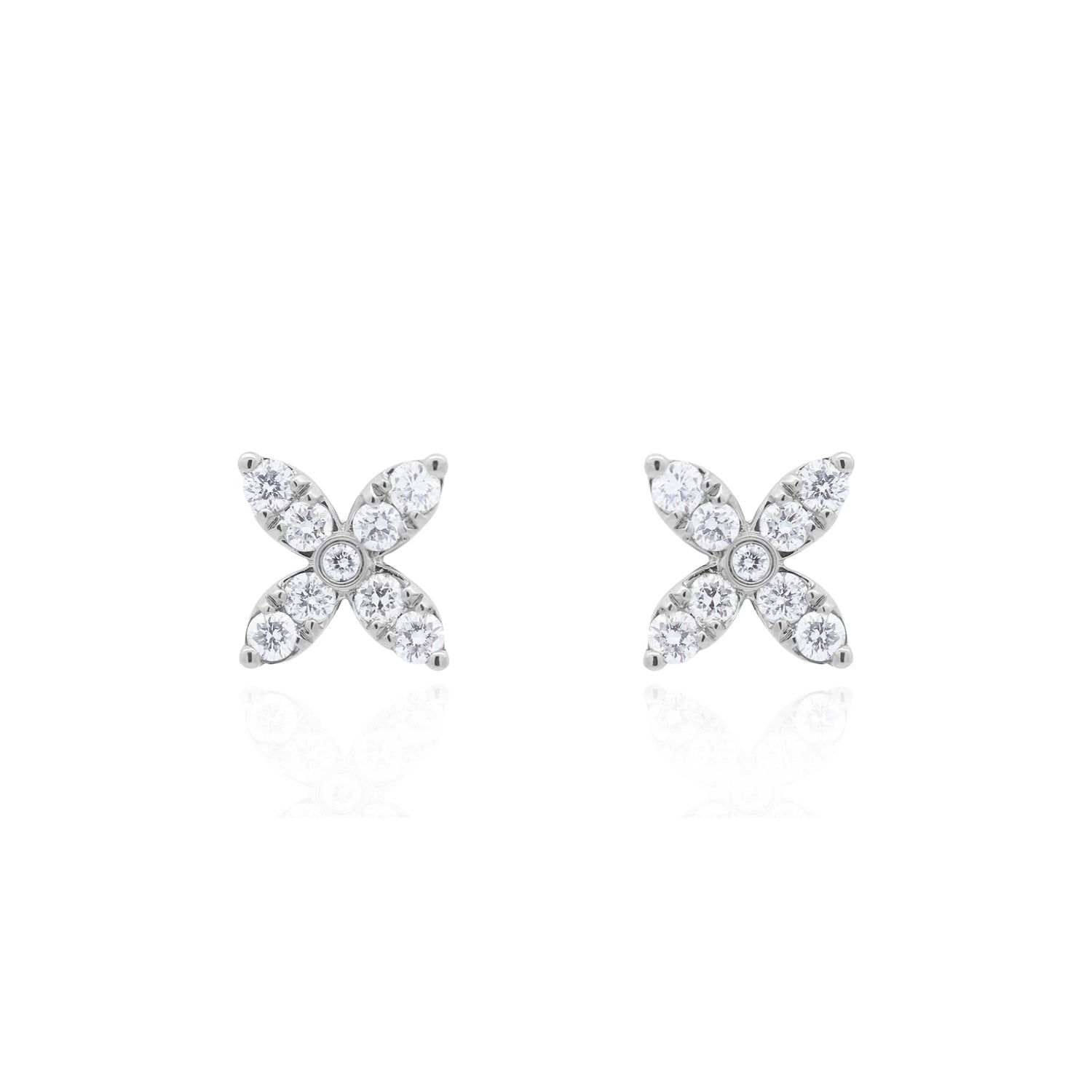 Diamond Flower Petal Stud Earrings