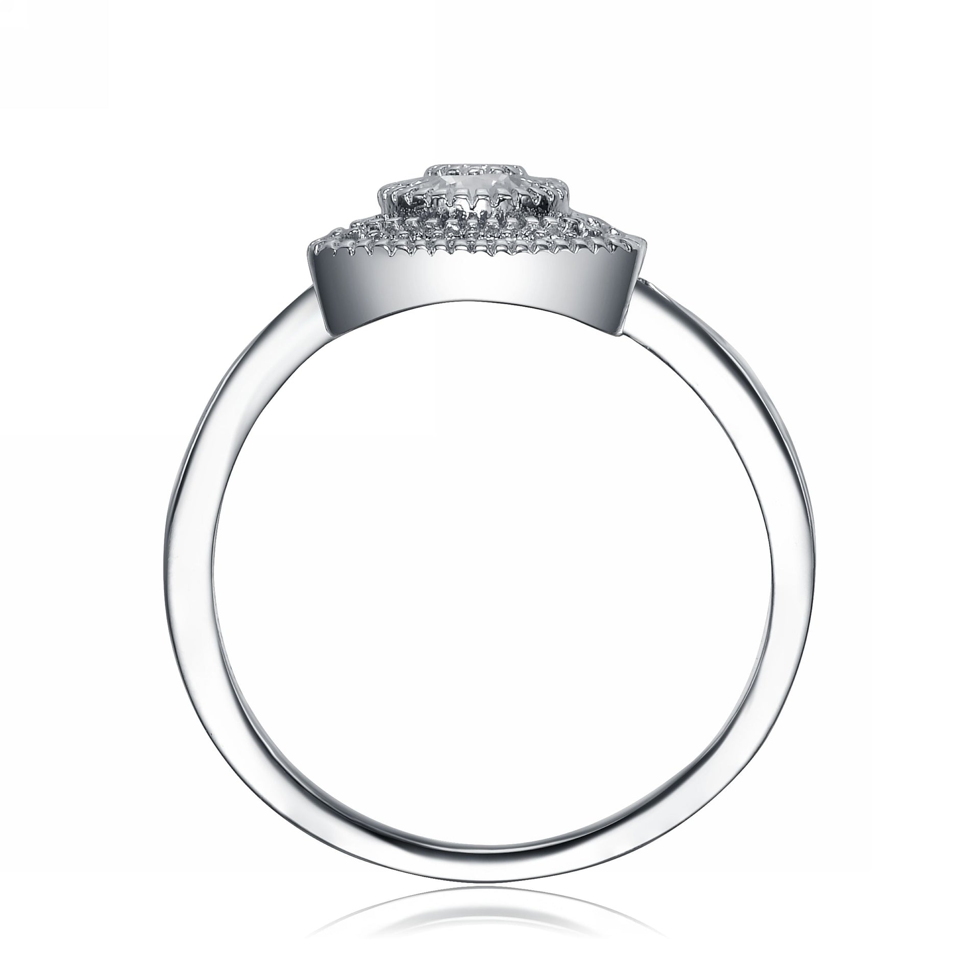 Sterling Silver Clear Round Cubic Zirconia Modern Ring