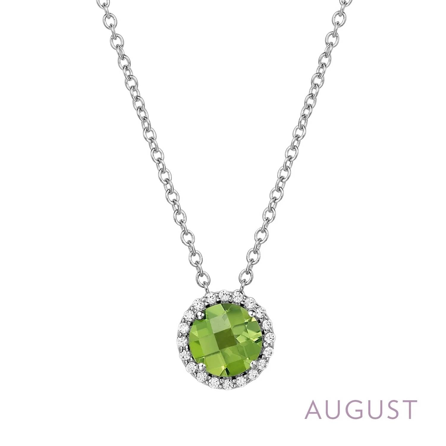 August Birthstone Necklace In Peridot/silver