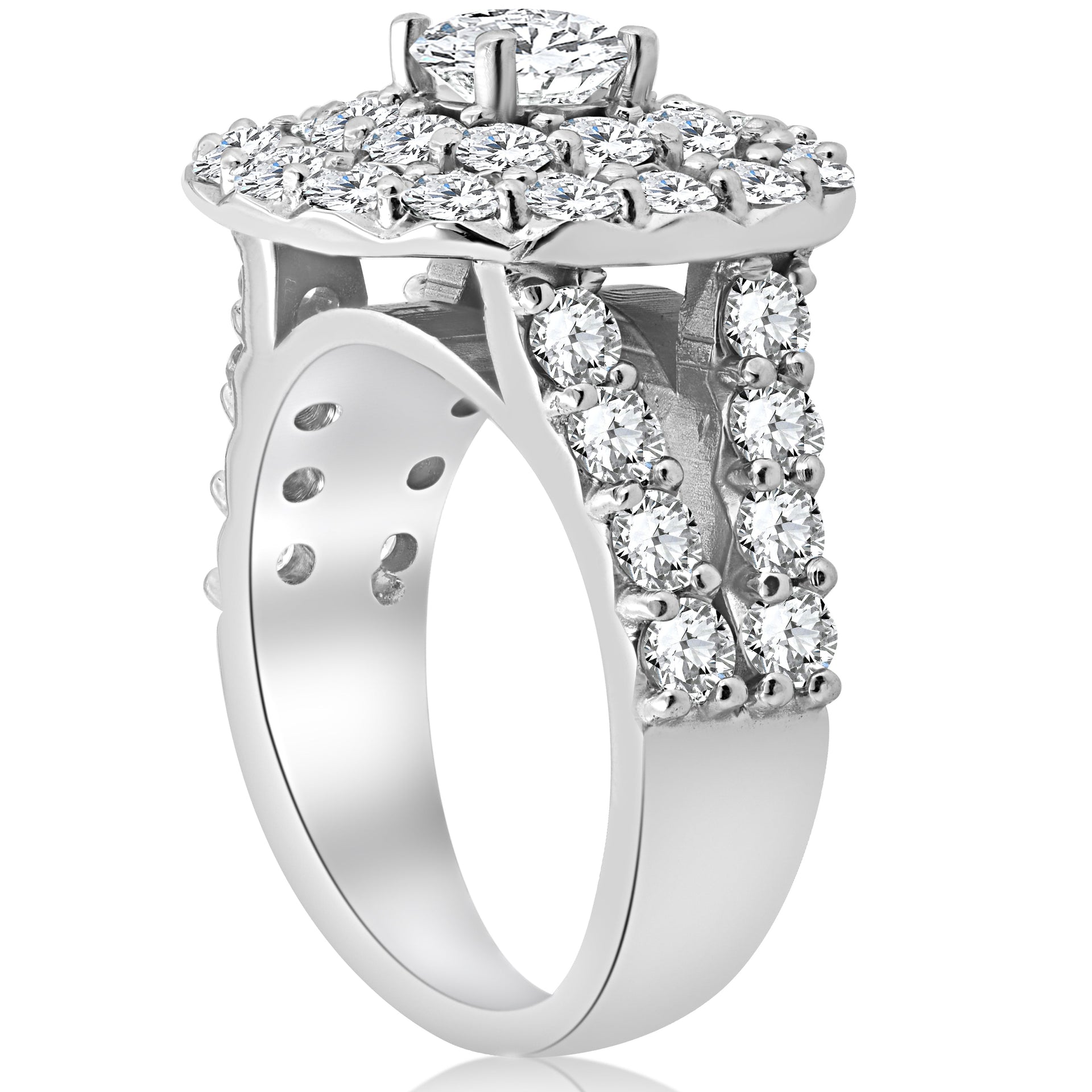 4CT Diamond Cushion Double Halo Engagement Ring 10k White Gold