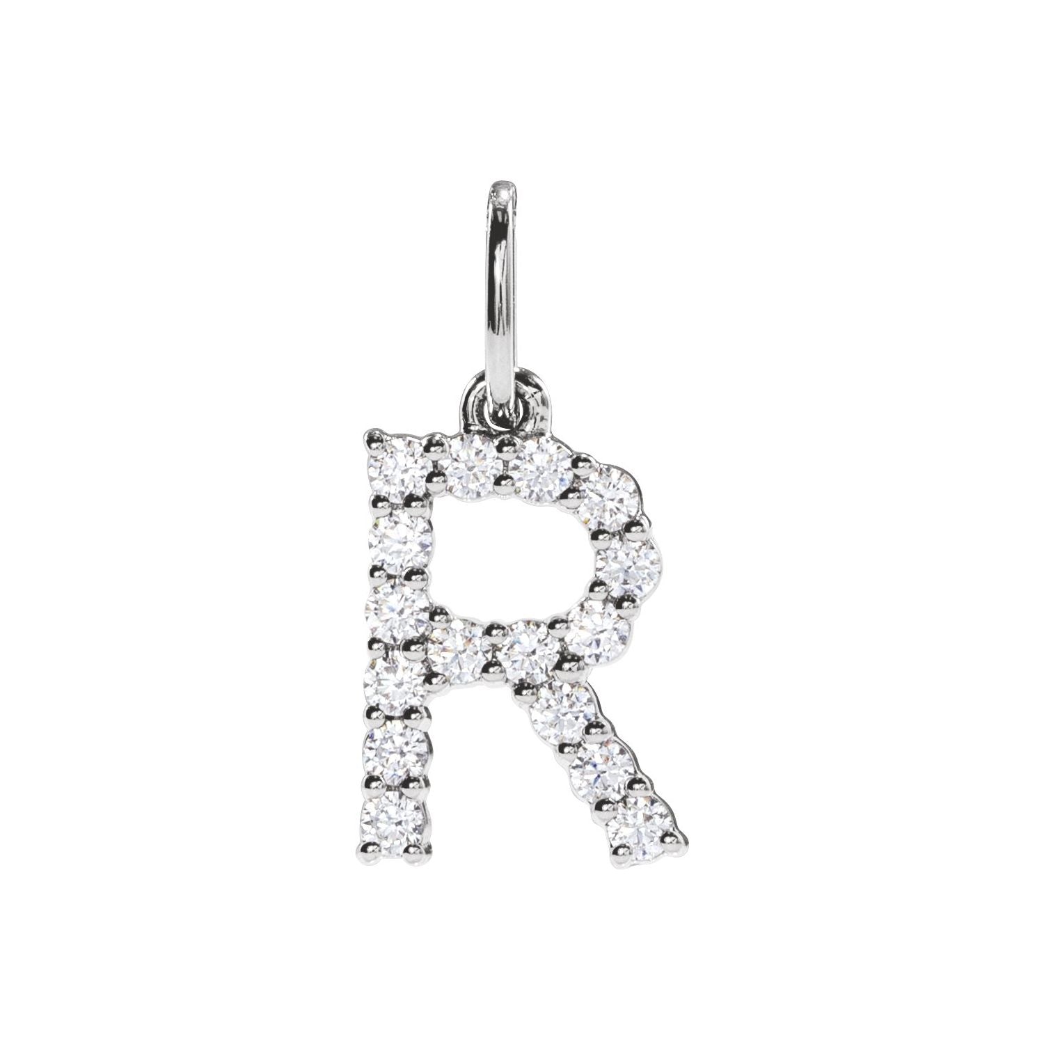 14k Gold 1/4ct Lab-grown Diamond Initial R Pendant