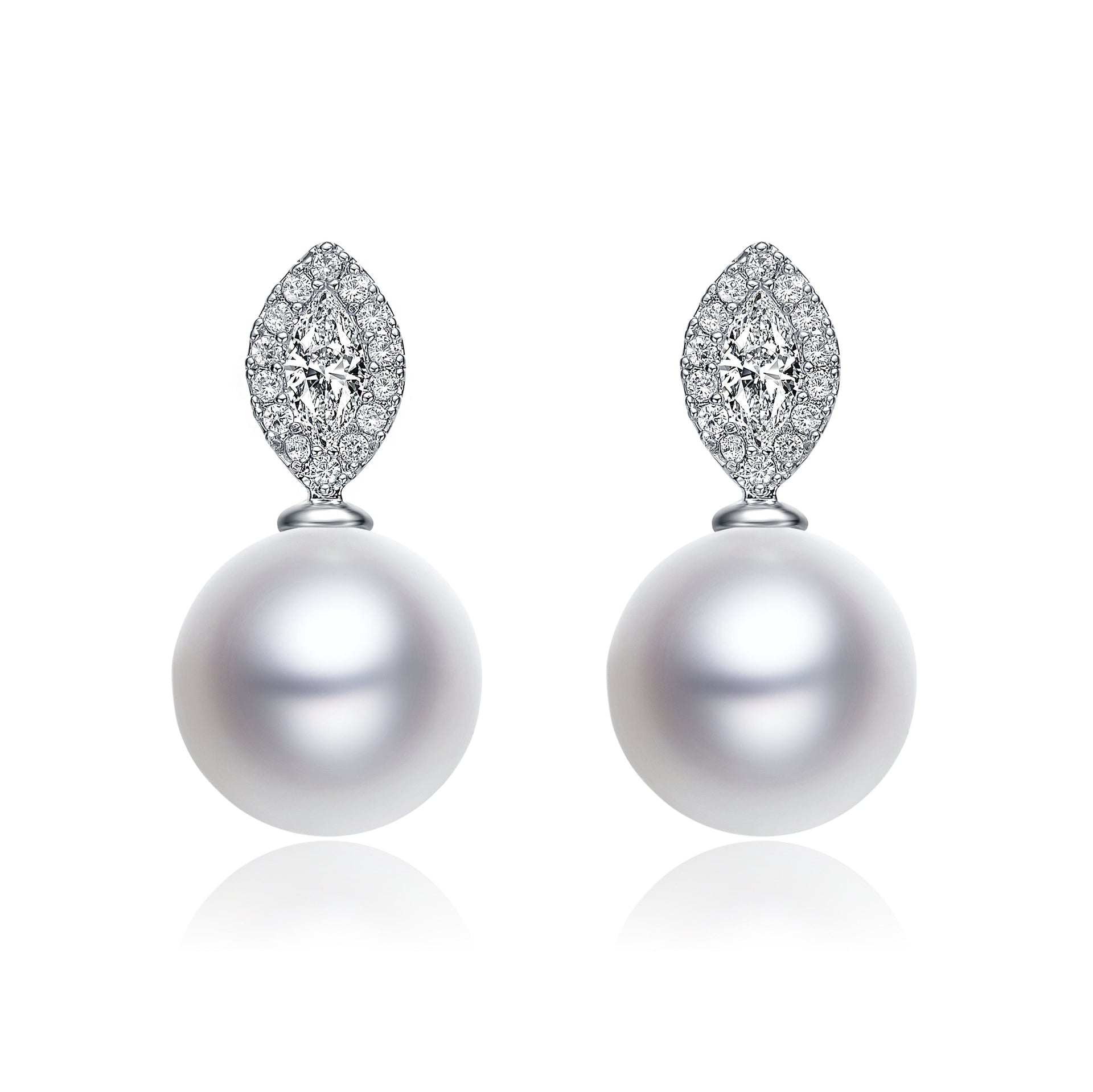 Sterling Silver Pearl and Cubic Zirconia Drop Earrings