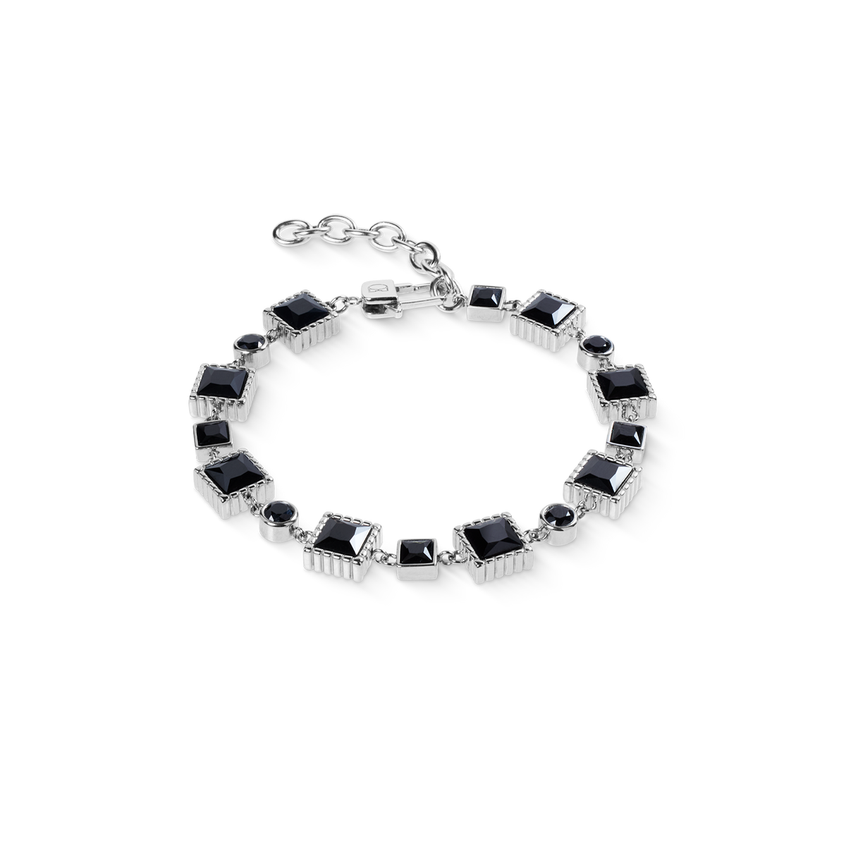 Geometry Bracelet with Spinel and Stainless Steel Silver-Black