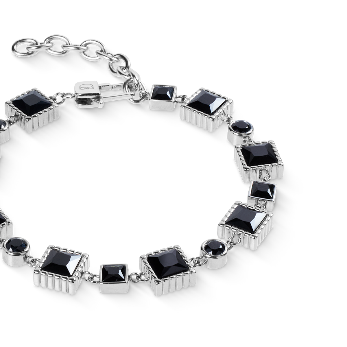 Geometry Bracelet with Spinel and Stainless Steel Silver-Black