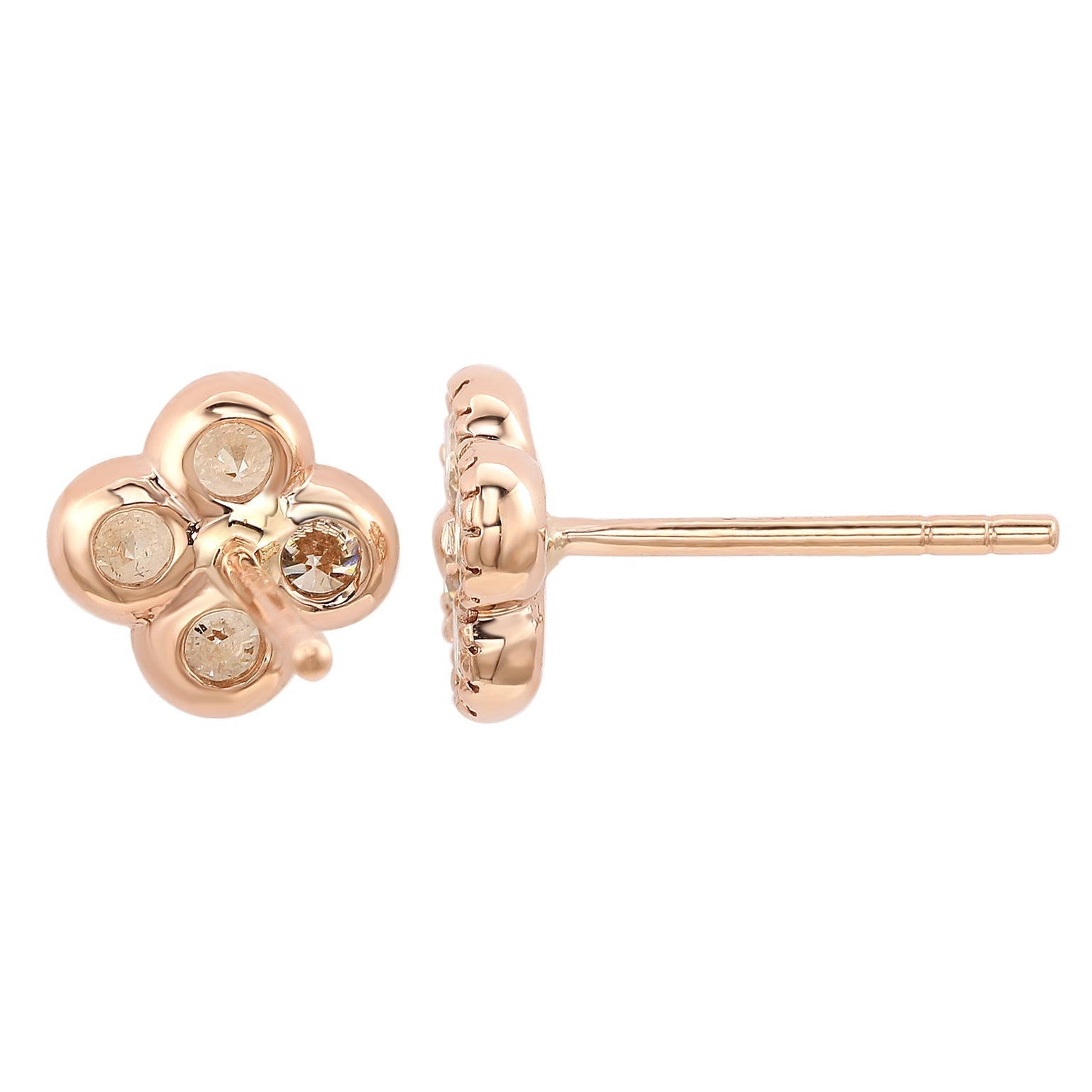 Suzy Levian 14K Rose Gold 2/5 CTTW Diamond Clover Stud Earrings