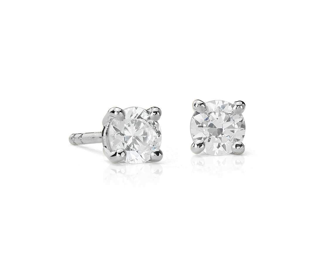 Suzy Levian 14K White Gold Classic Four-Prong 1/2cttw Diamond Stud Earrings