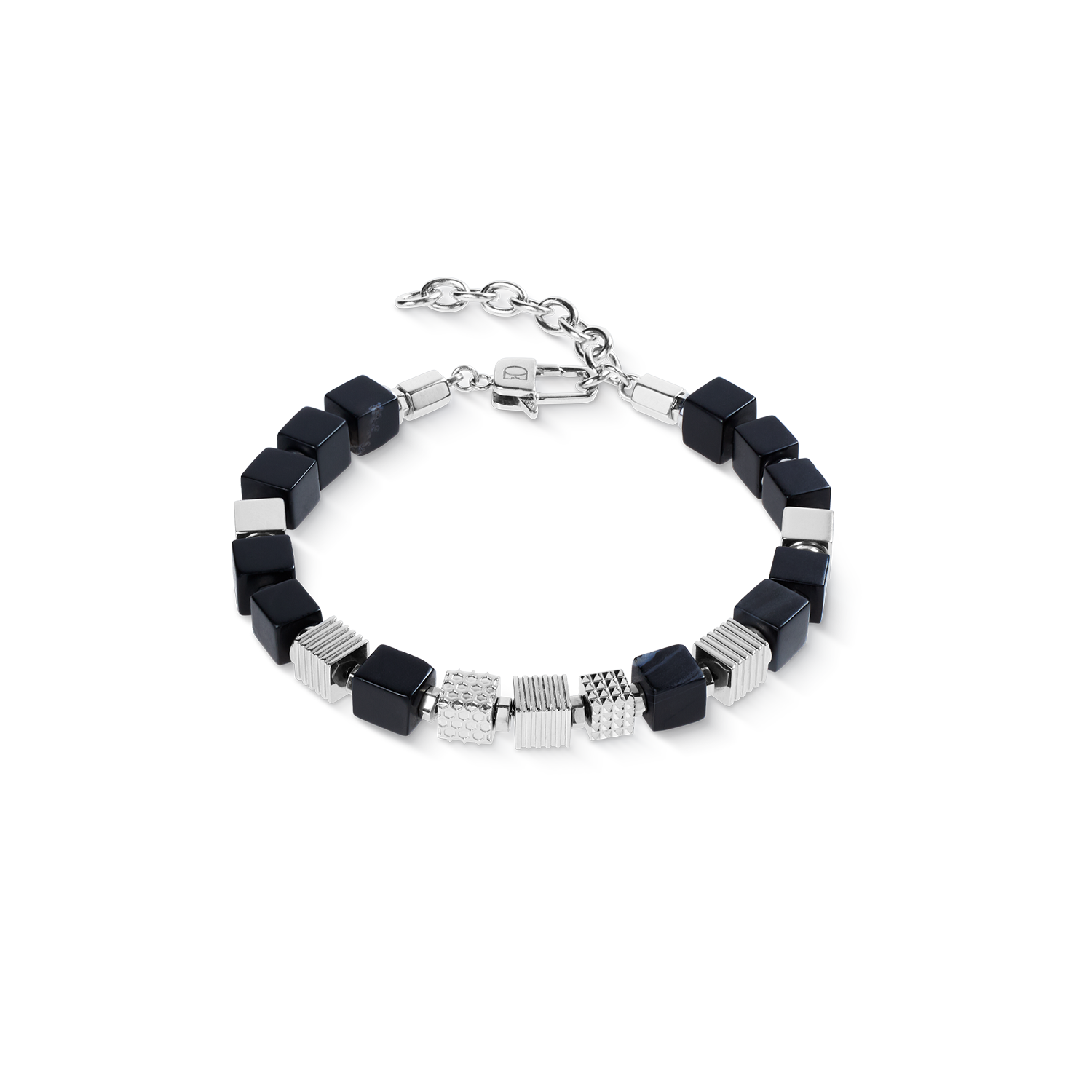Onyx Graphic Cubes Bracelet in Stainless Steel