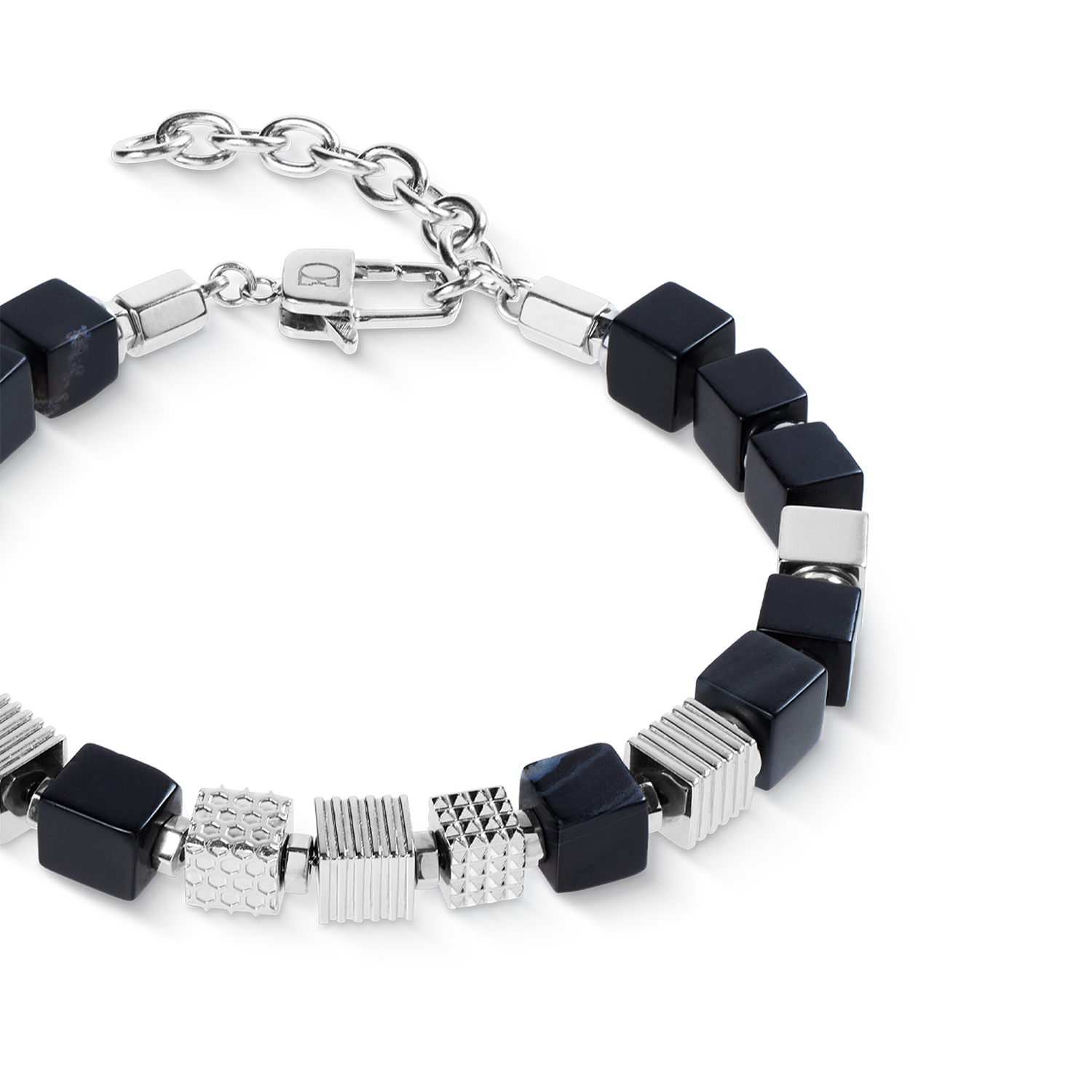 Onyx Graphic Cubes Bracelet in Stainless Steel