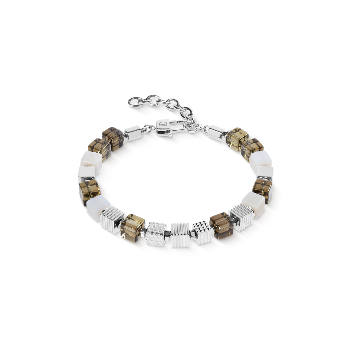 Tiger’s Eye Graphic Cubes Bracelet in Stainless Steel