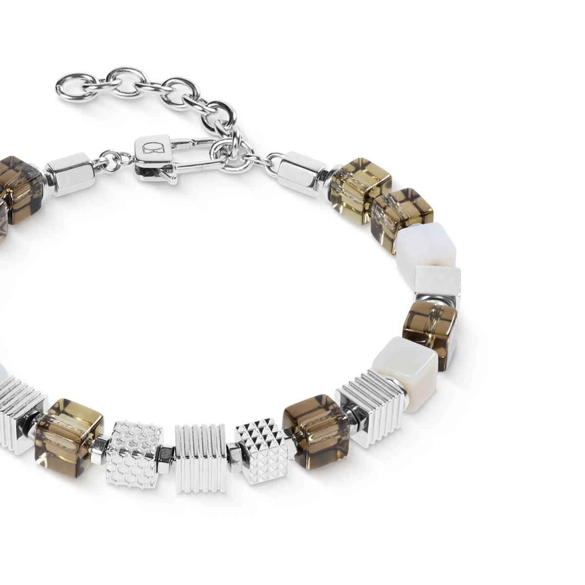 Tiger’s Eye Graphic Cubes Bracelet in Stainless Steel