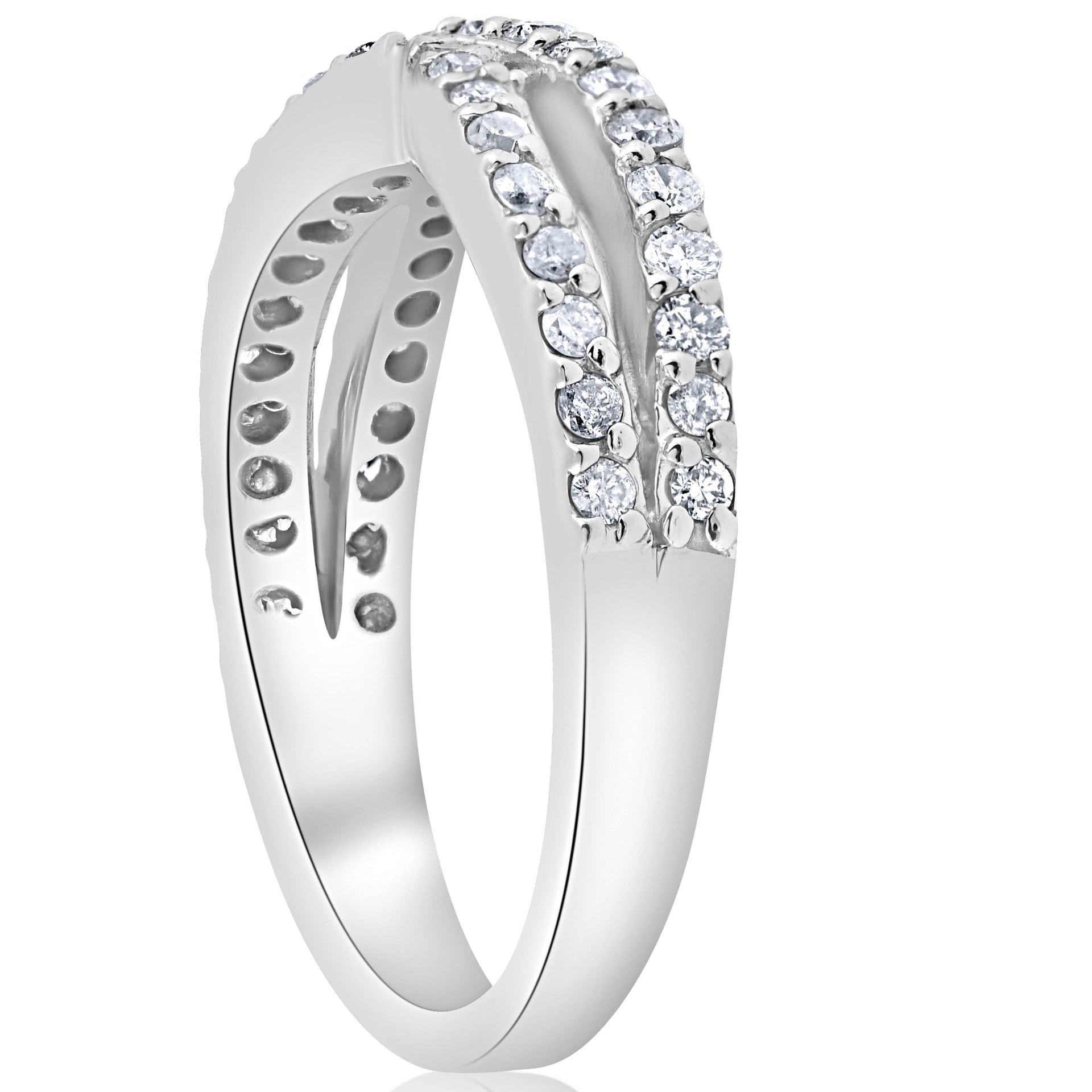 3/8 ct Diamond Crossover Infinity Stackable Wedding Band Twist Ring White Gold