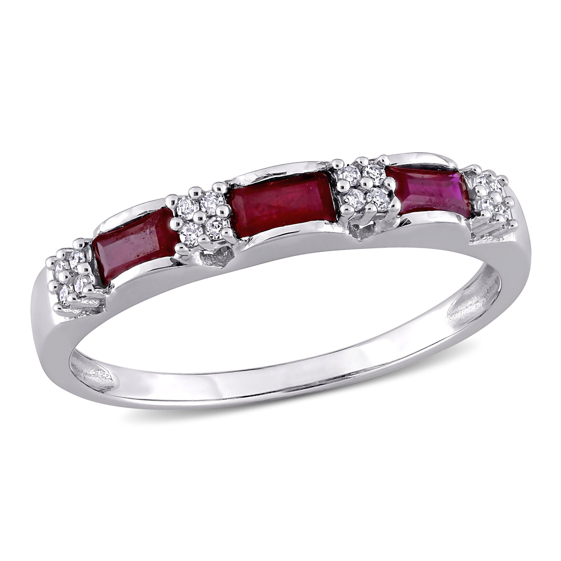 Mimi & Max 1/2ct TGW Ruby and Diamond Accent Eternity Ring in 10k White Gold