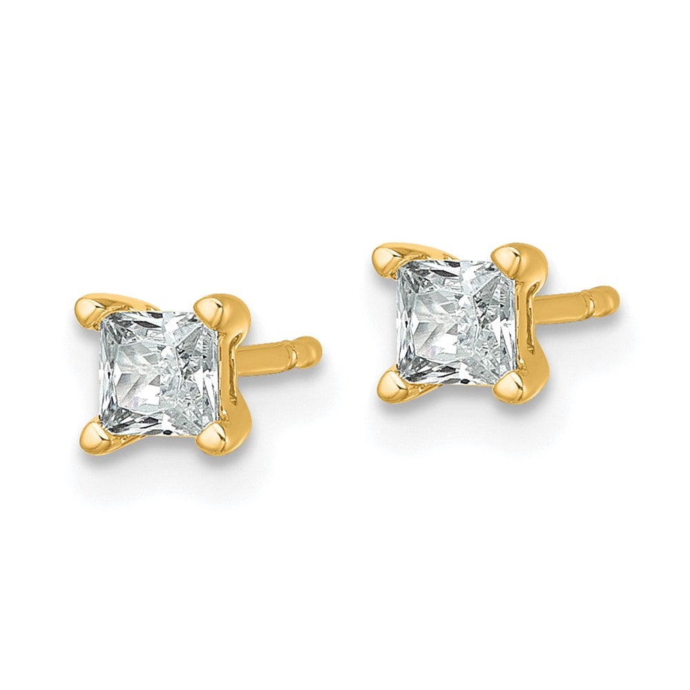 14k Gold 1/2 CTW Princess Lab Grown Diamond Stud Earrings