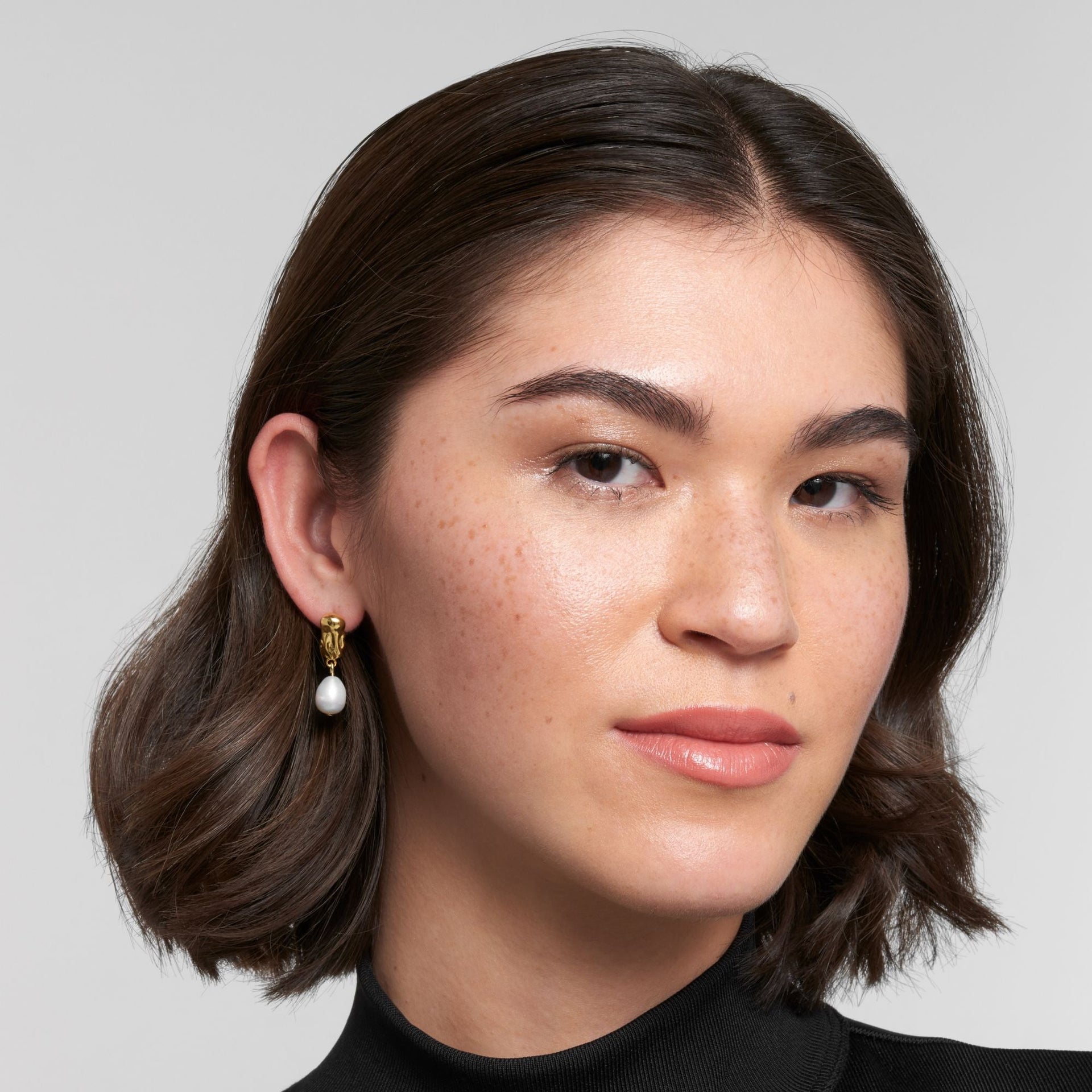 14k Gold Plated Freshwater Pearl Mini Drops with Organic Detail