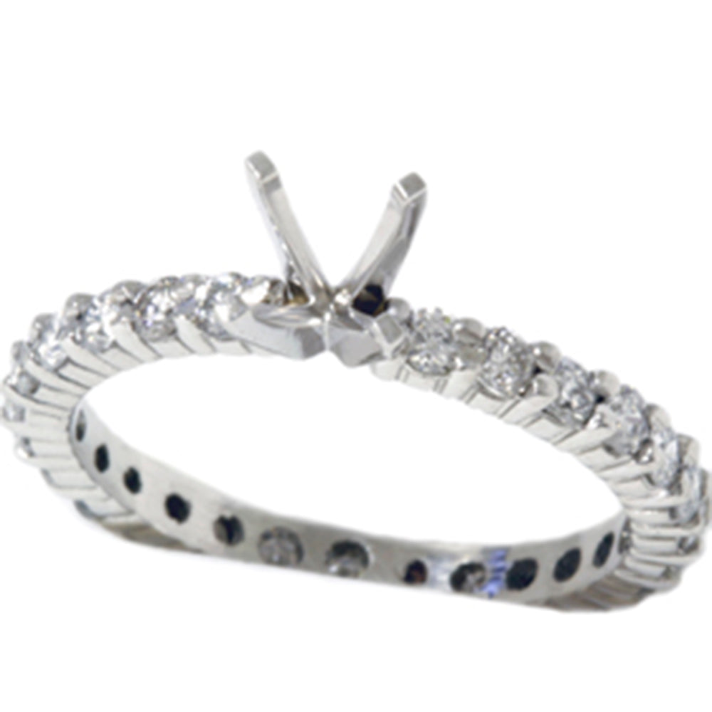 1ct Diamond Eternity Engagement Ring 14K White Gold Setting Semi Mount
