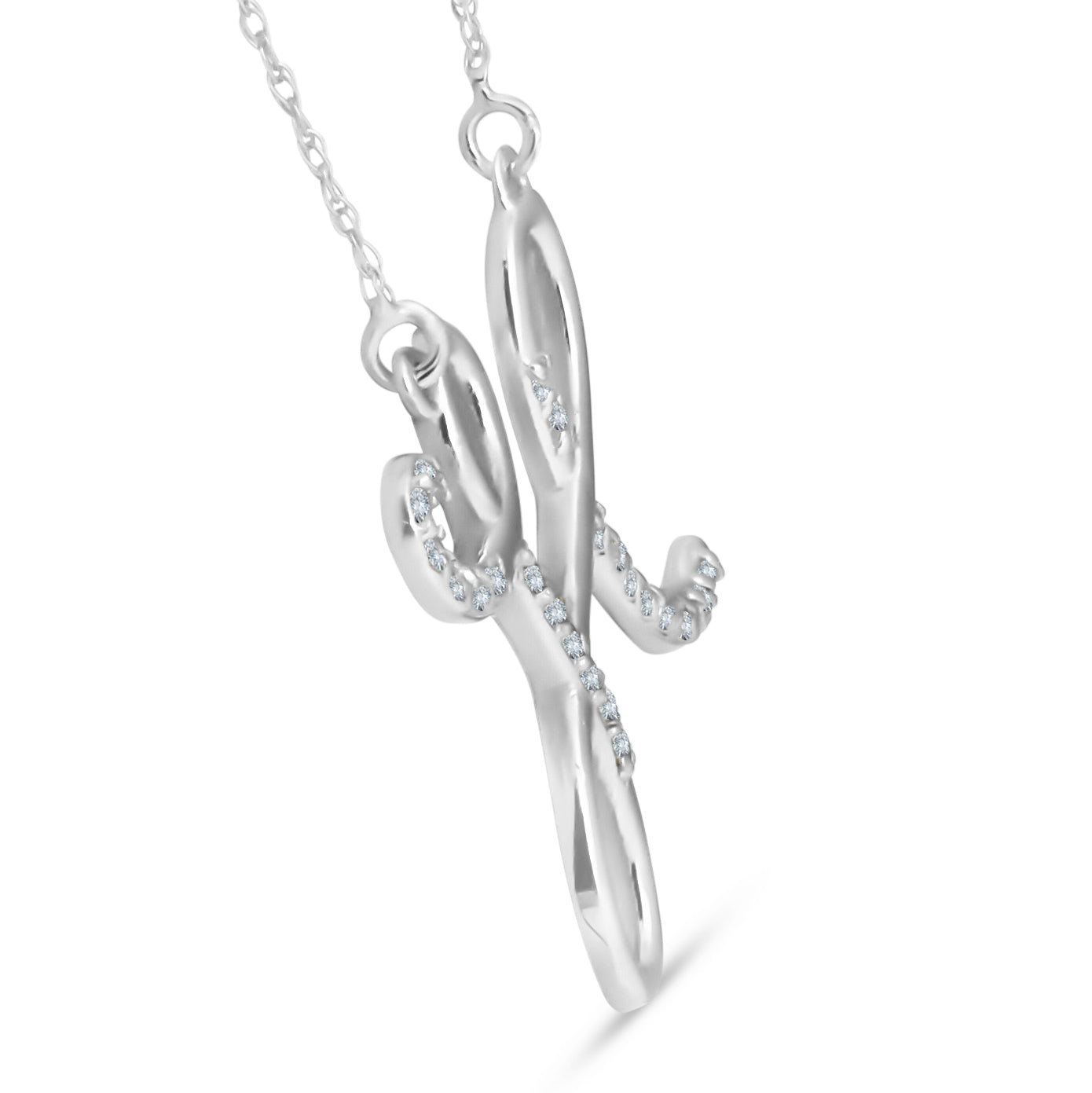 1/4ct Diamond 'H' Initial Pendant 18' Necklace 14K White Gold