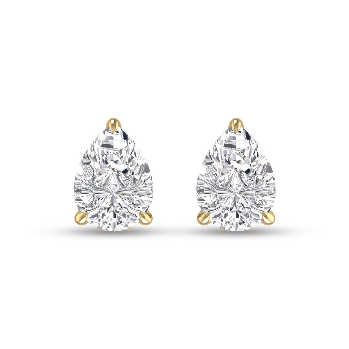 Lab Grown 1/2 Carat Pear Shaped Solitaire Diamond Earrings In 14K Yellow Gold