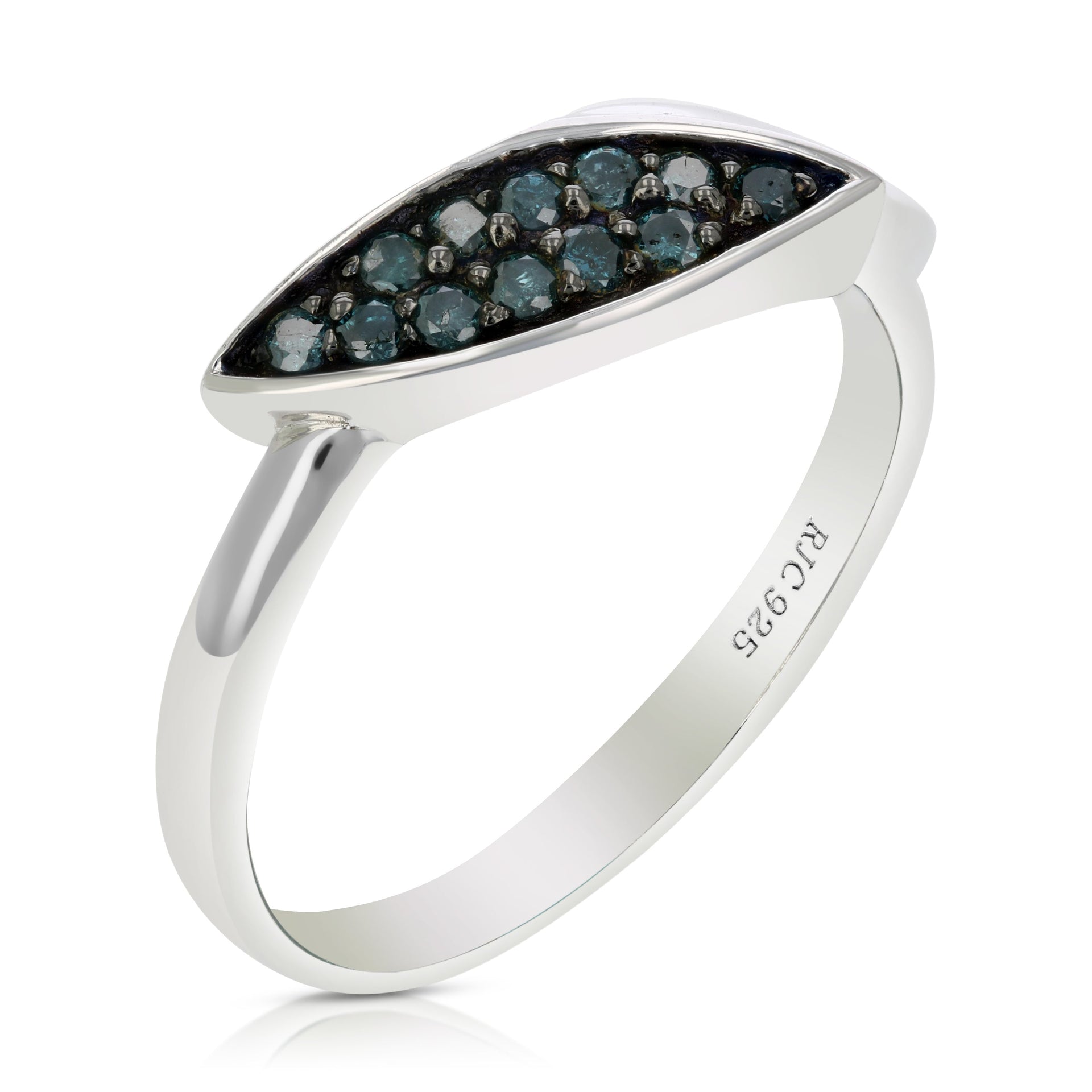 1/5 cttw Blue Diamond Ring .925 Sterling Silver with Rhodium Plating