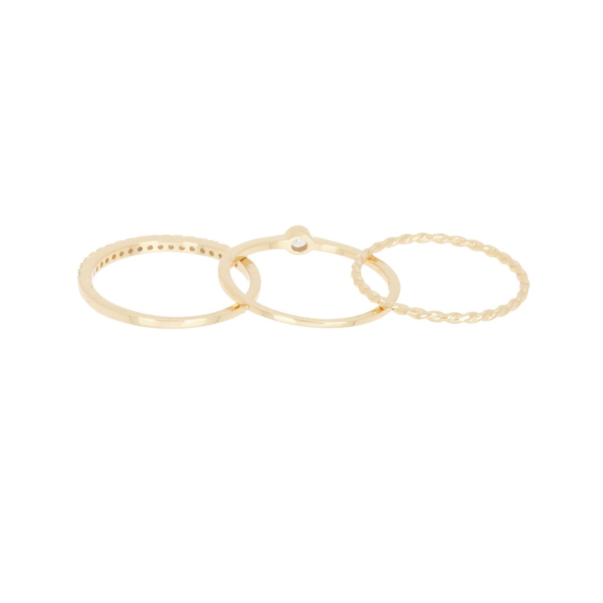 14k Gold Plated Three Band Ring Set