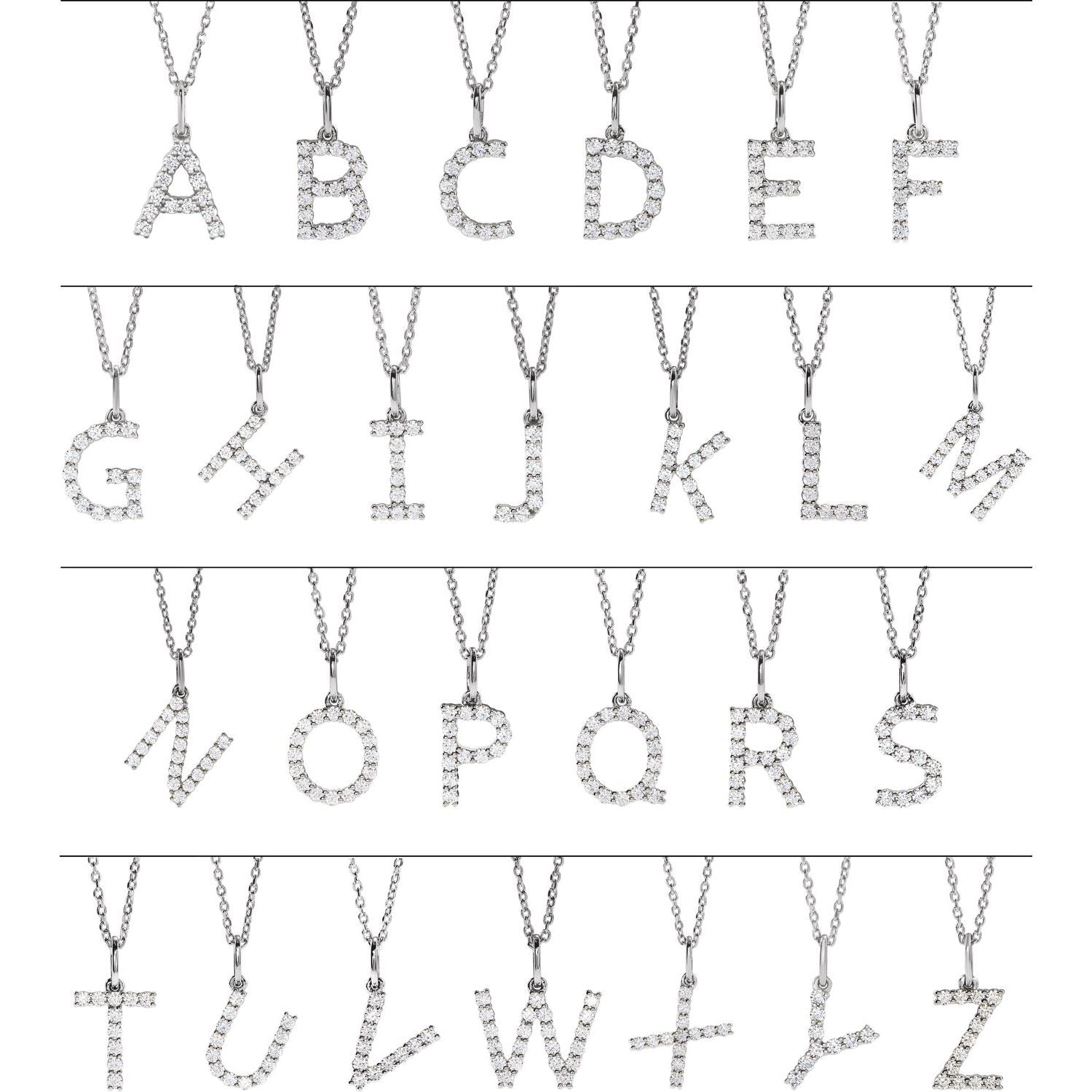 14k White Gold 1/8ct Lab-grown Diamond Initial J Pendant