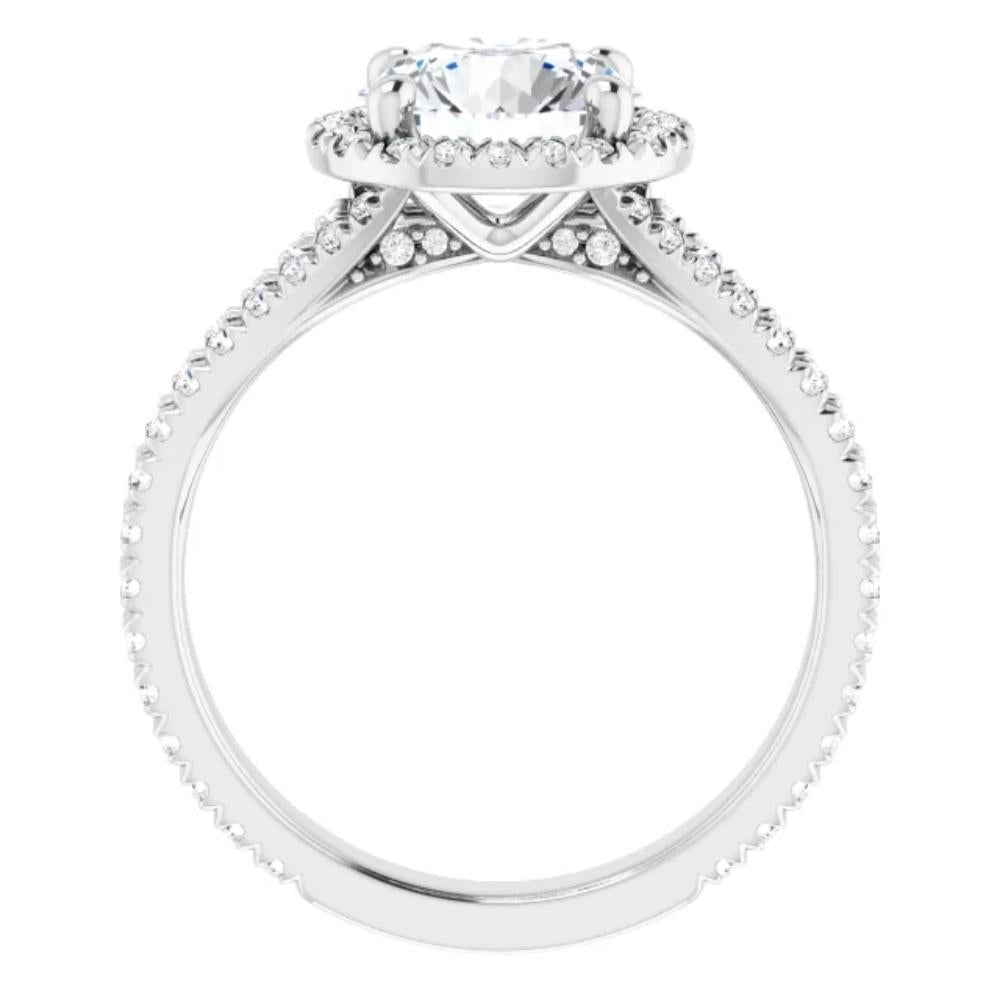 3Ct Diamond Halo Split Band Engagement Ring Lab Grown in White or Yellow Gold