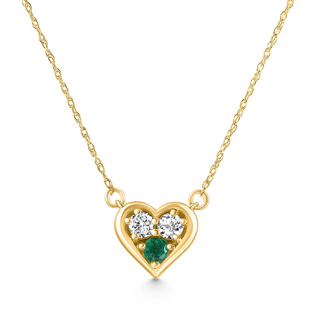 1/2 CT Heart Shaped Emerald & Diamond Pendant 10k Gold Women's Necklace lab Grown