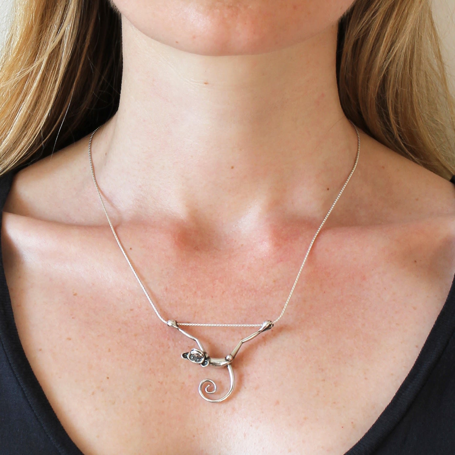 Toy Monkey Necklace - Silver