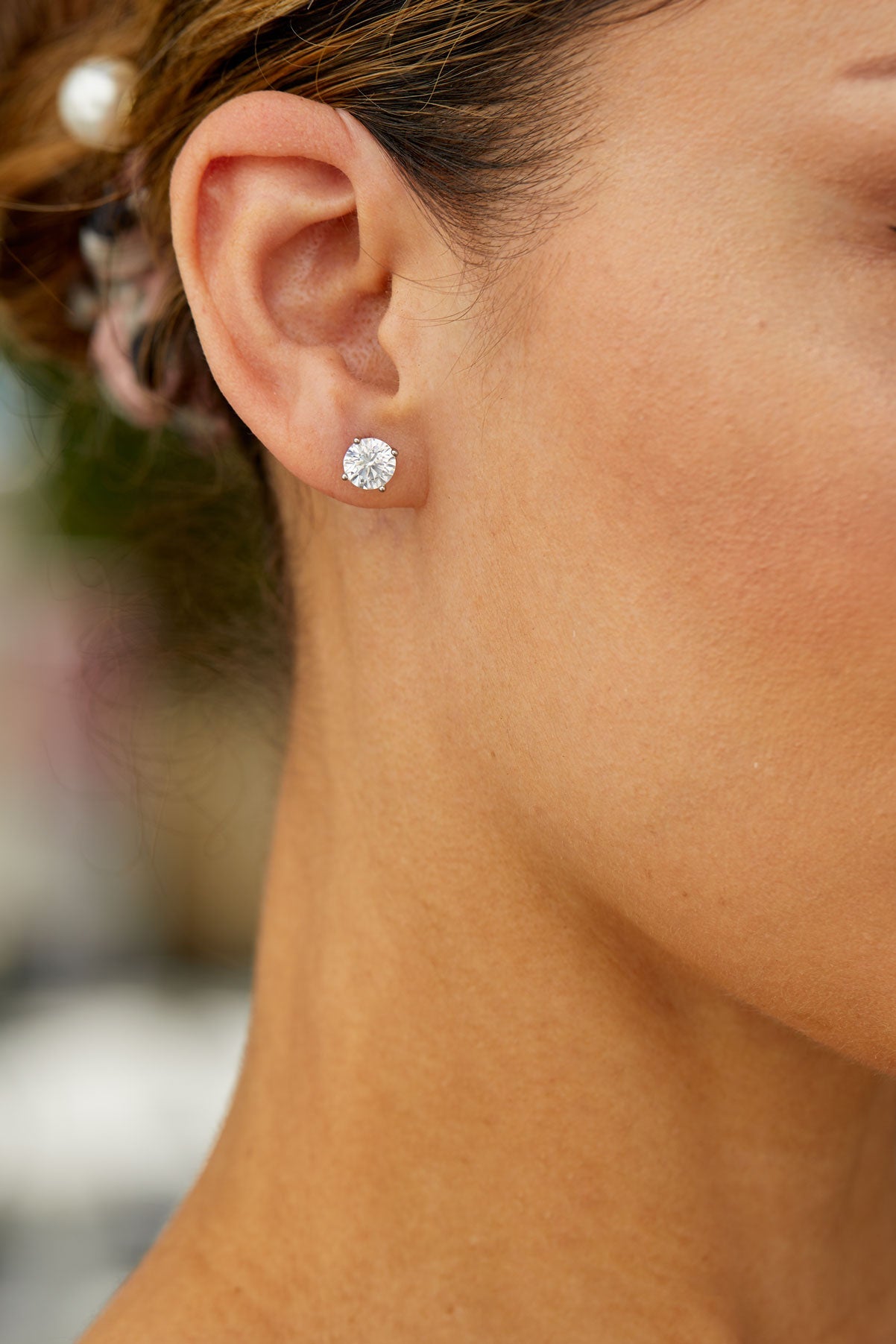 14KT Post / SS 7MM Swarovski Crystal Stud Earrings