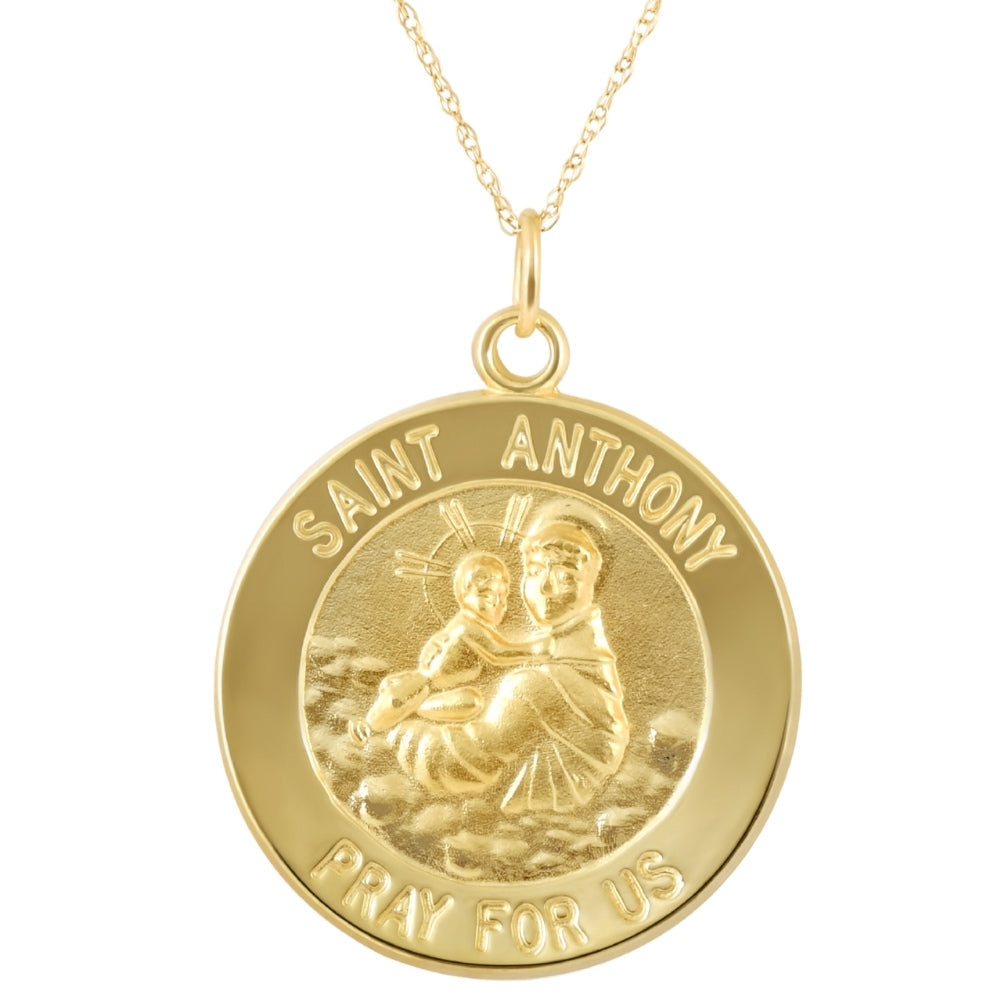 14k Yellow Gold St. Anthony Medal Pendant 1' Tall 4.5 Grams