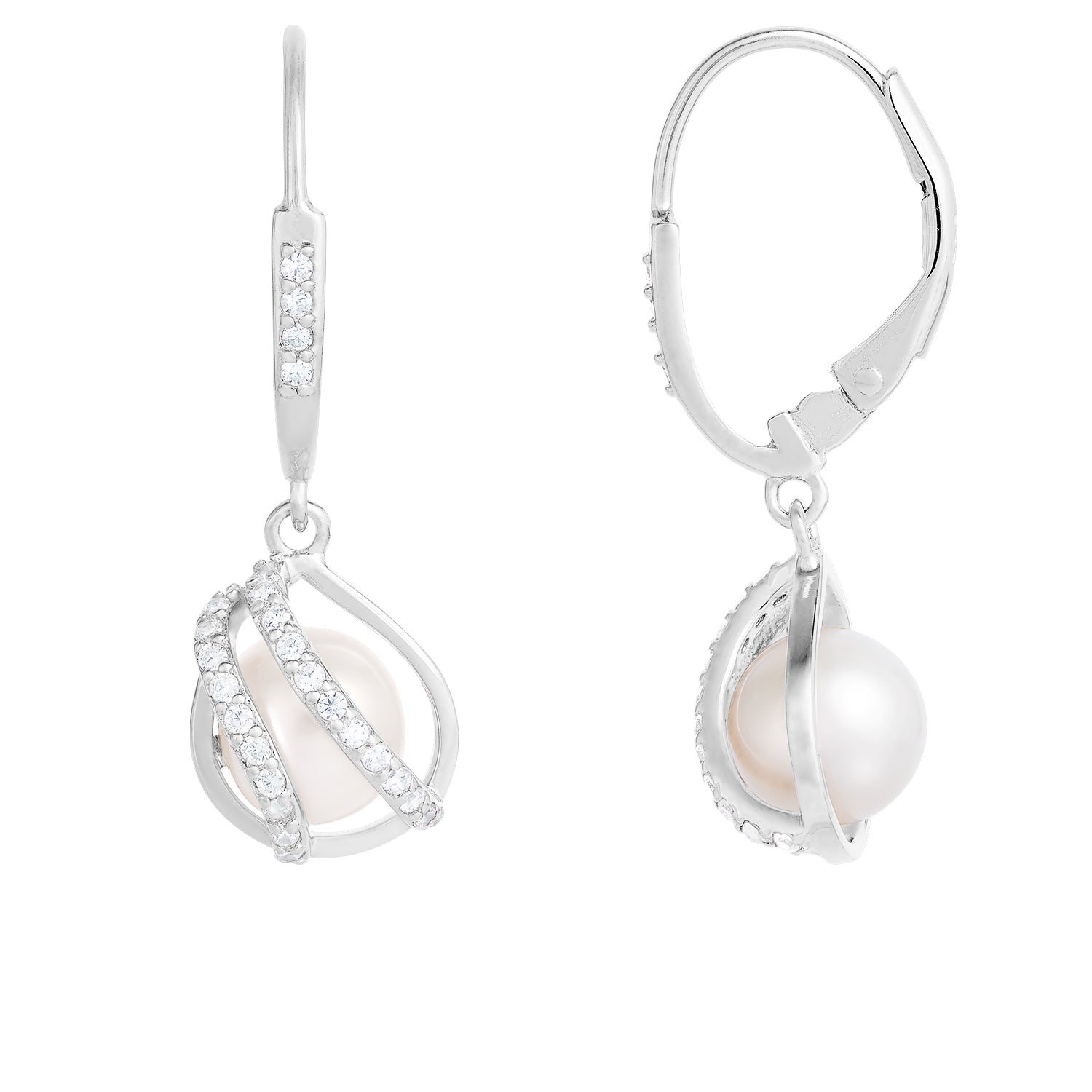Sterling Silver Leverback 7-7.5mm Freshwater Pearl Earrings
