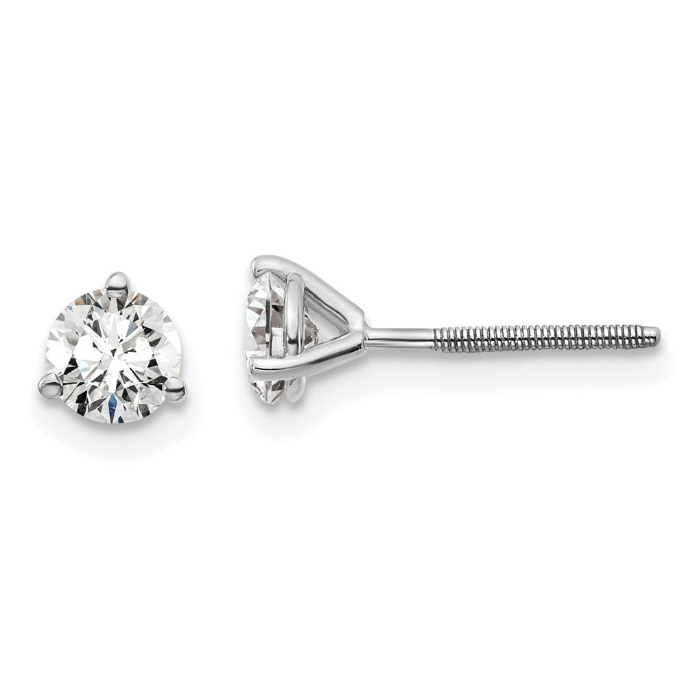 14k White Gold 2/3 CT Round Lab Grown Diamond Stud Earrings Screw Back VS Clarity D-E Color