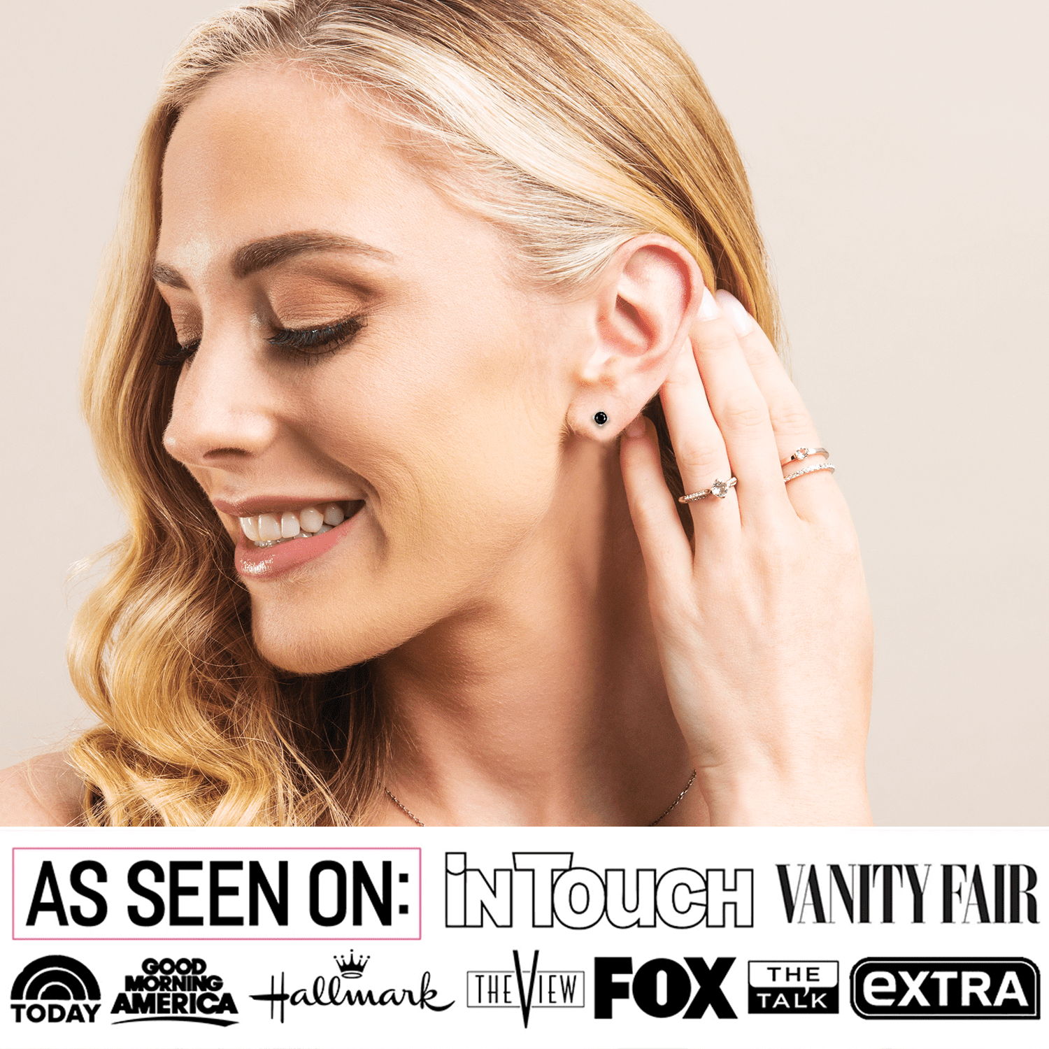 Dina 18k White Gold Plated Stud Earrings with Black Gemstone