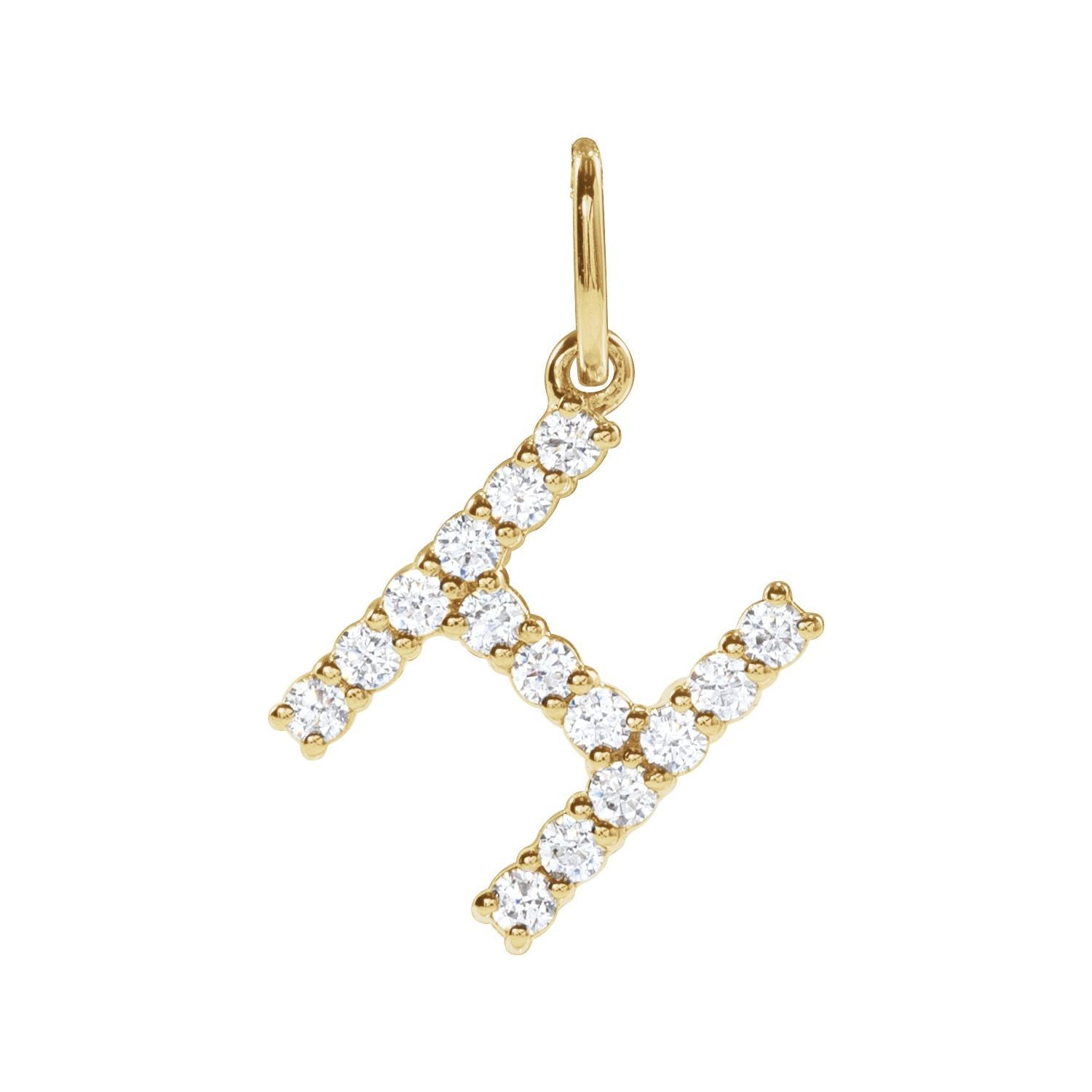14k Gold 1/5ct Lab-grown Diamond Initial H Pendant