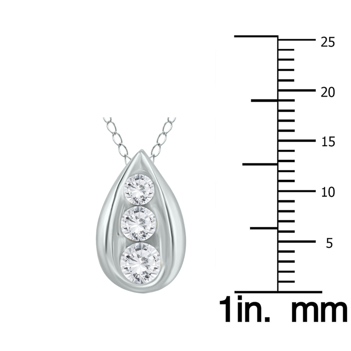 1/2 Carat Tw Three Stone Diamond Teardrop Pendant In 14K