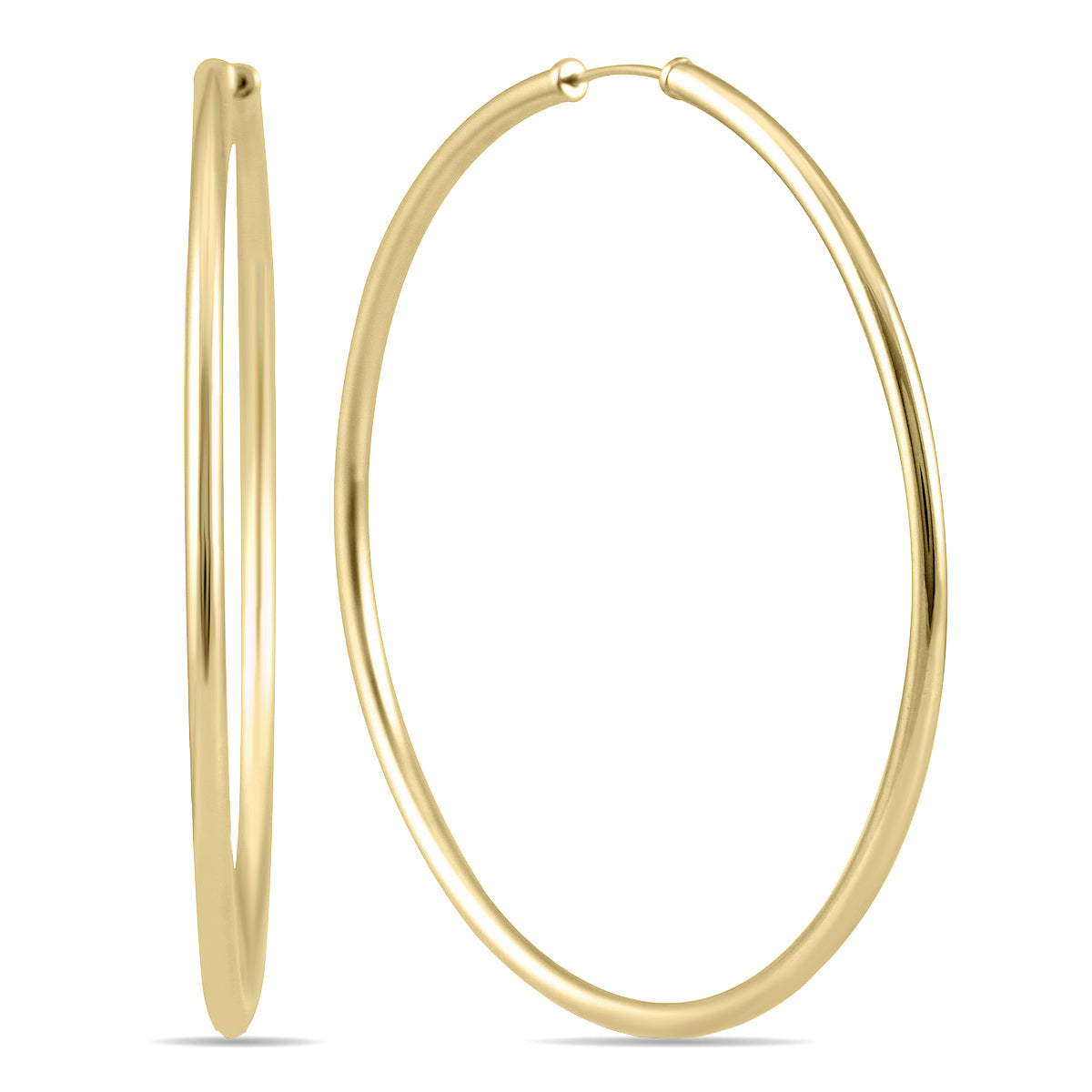 50mm Endless Hoop Earrings 14K Yellow Gold