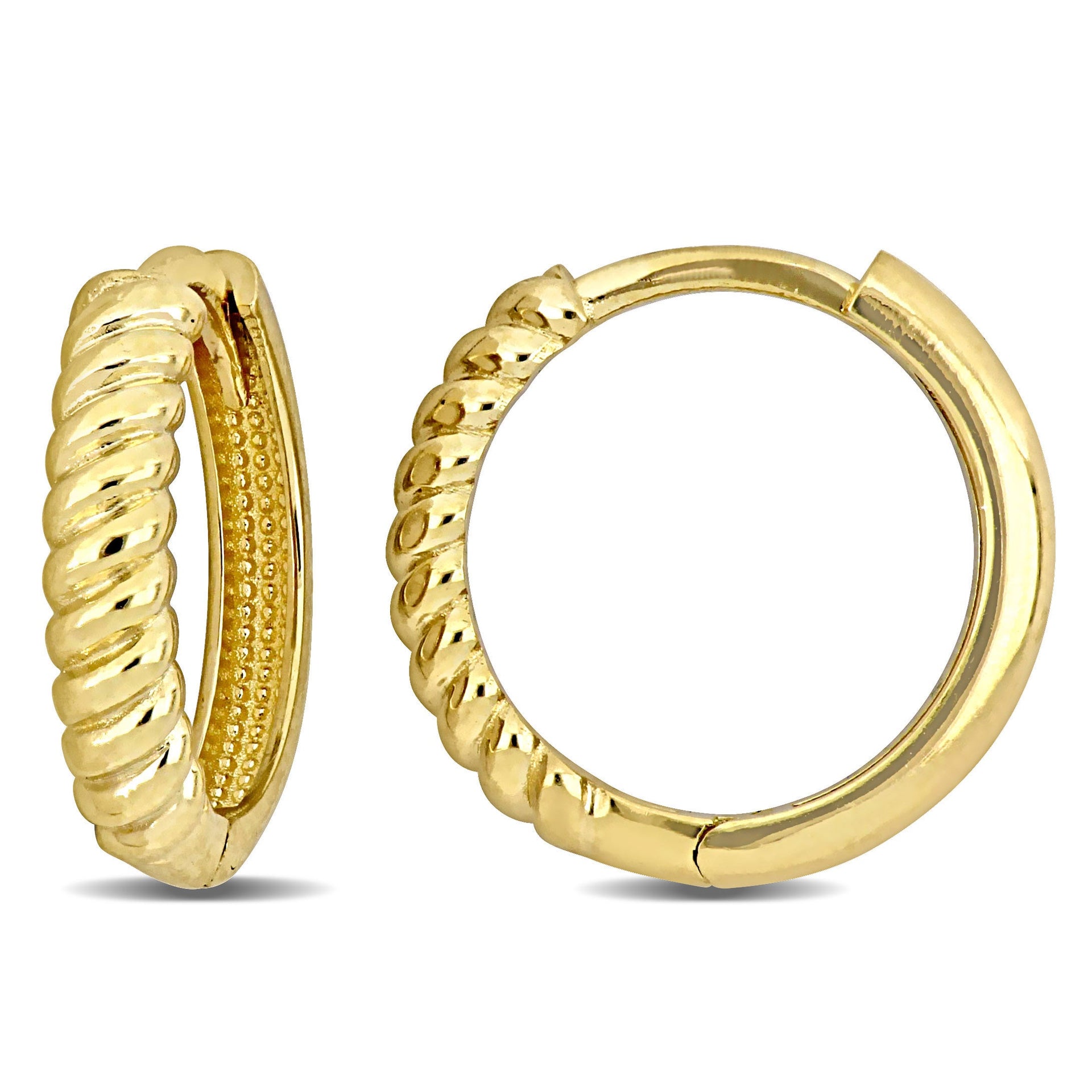 Mimi & Max Twist Design Mini Hoop Earrings in 14k Yellow Gold