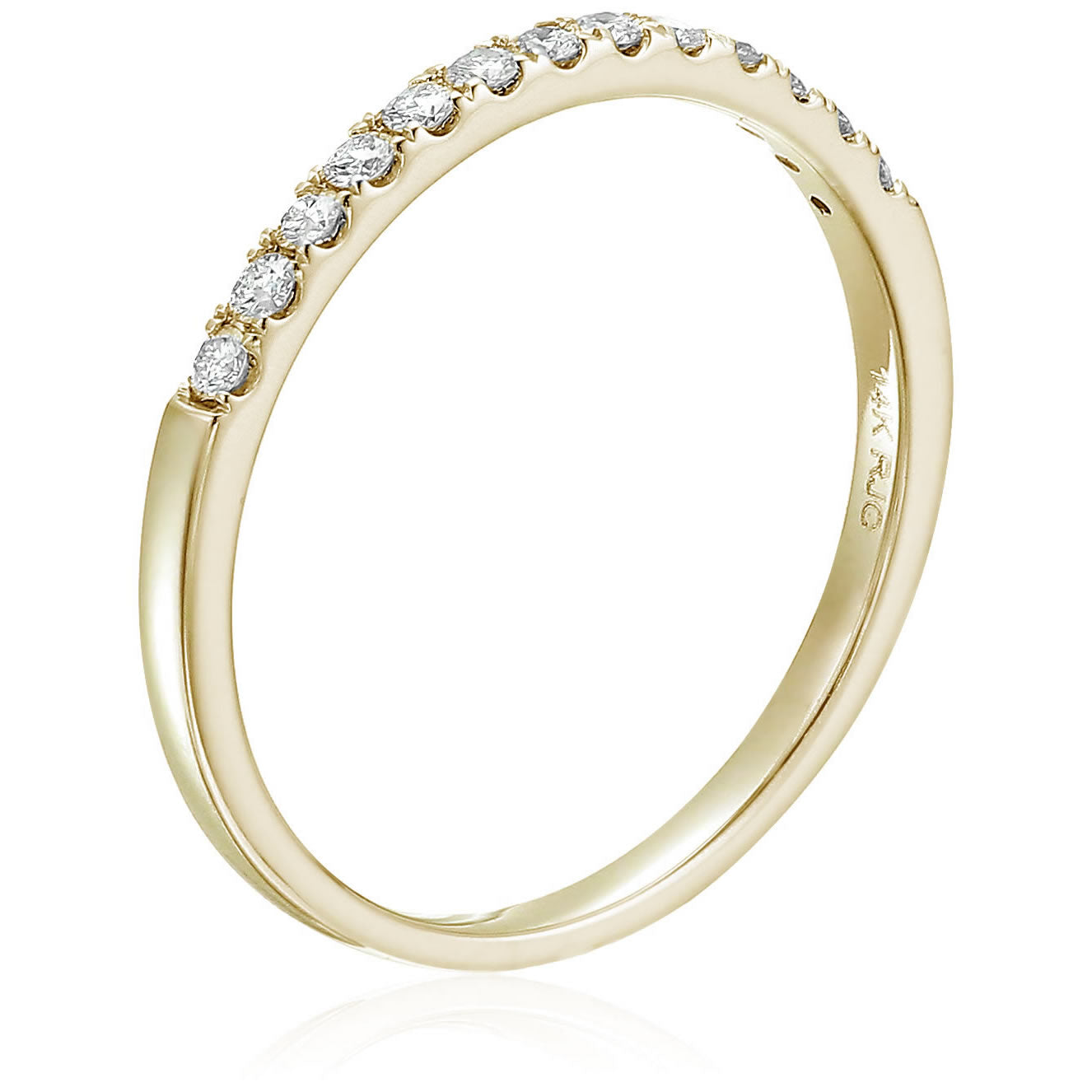 1/5 Cttw Pave Diamond Wedding Band For Women In 14K Yellow Gold Prong Set Ring