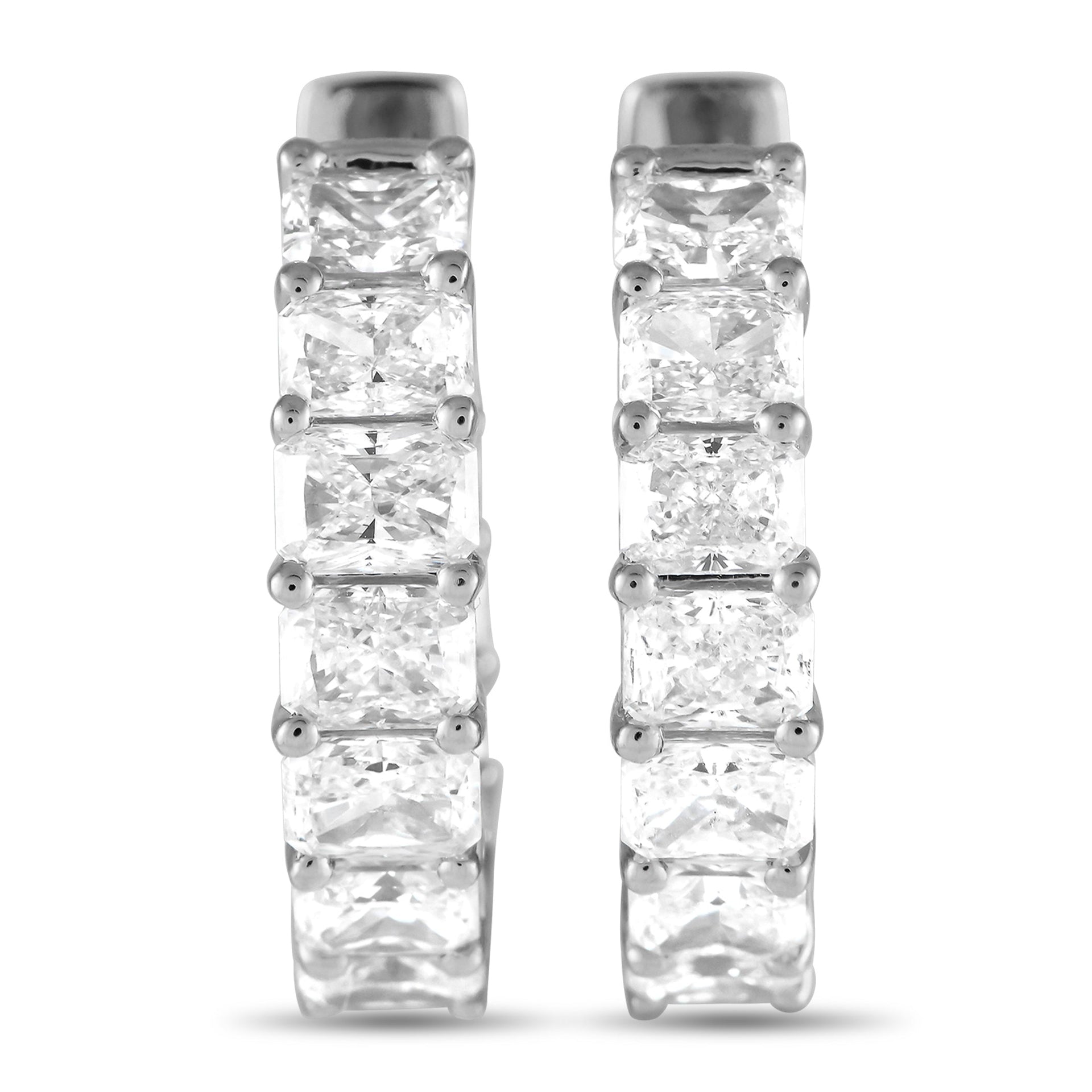 LB Exclusive 18K White Gold 3.40ct Diamond Hoop Earrings AER-19153