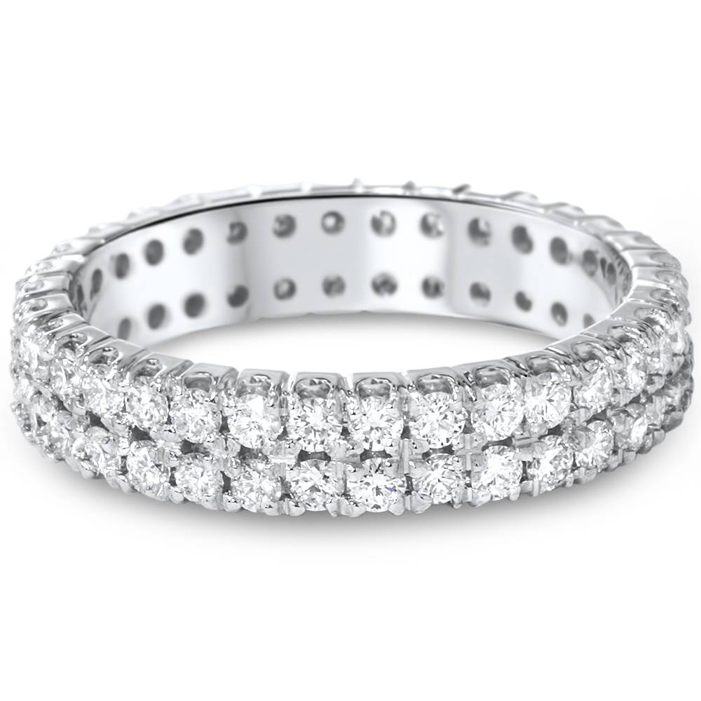 2 CT Double Row Diamond Eternity Ring 14K White Gold