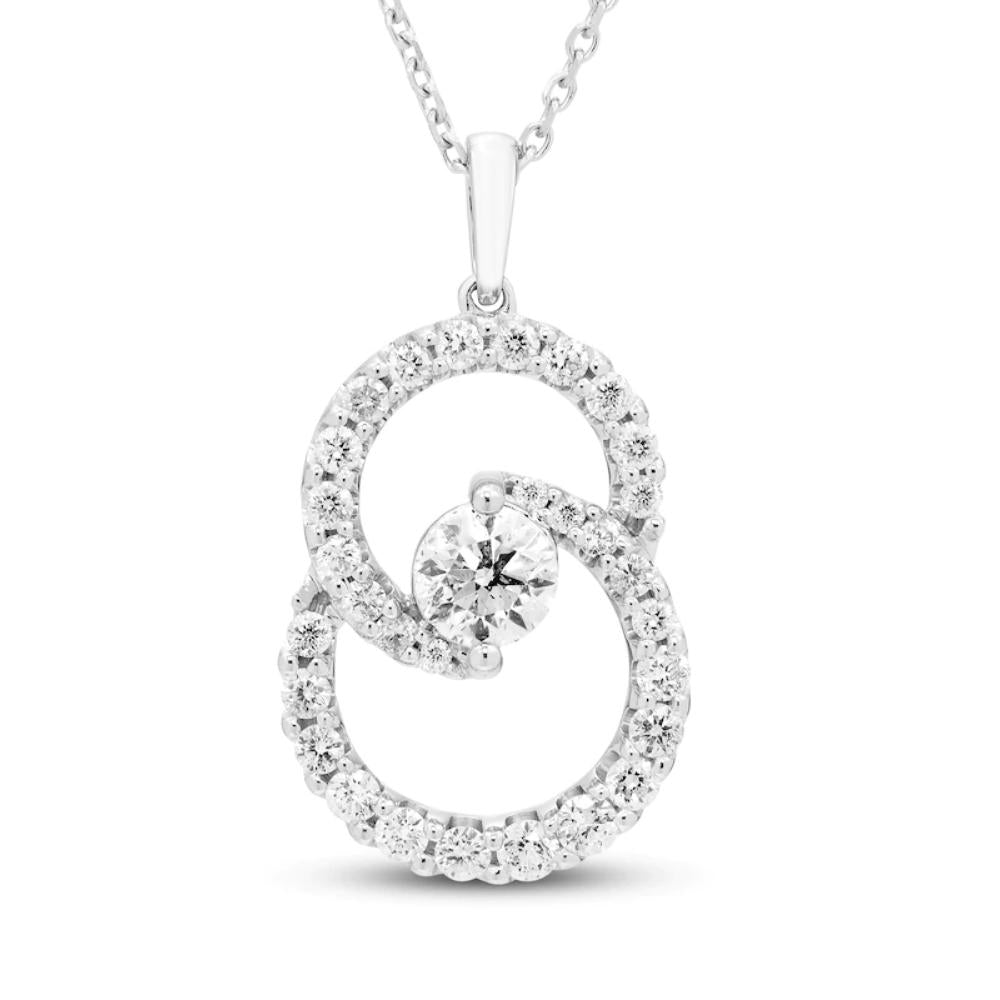 1/2 CT T.W. Circled By Love Diamond Pendant 10k White Gold Women's Necklace