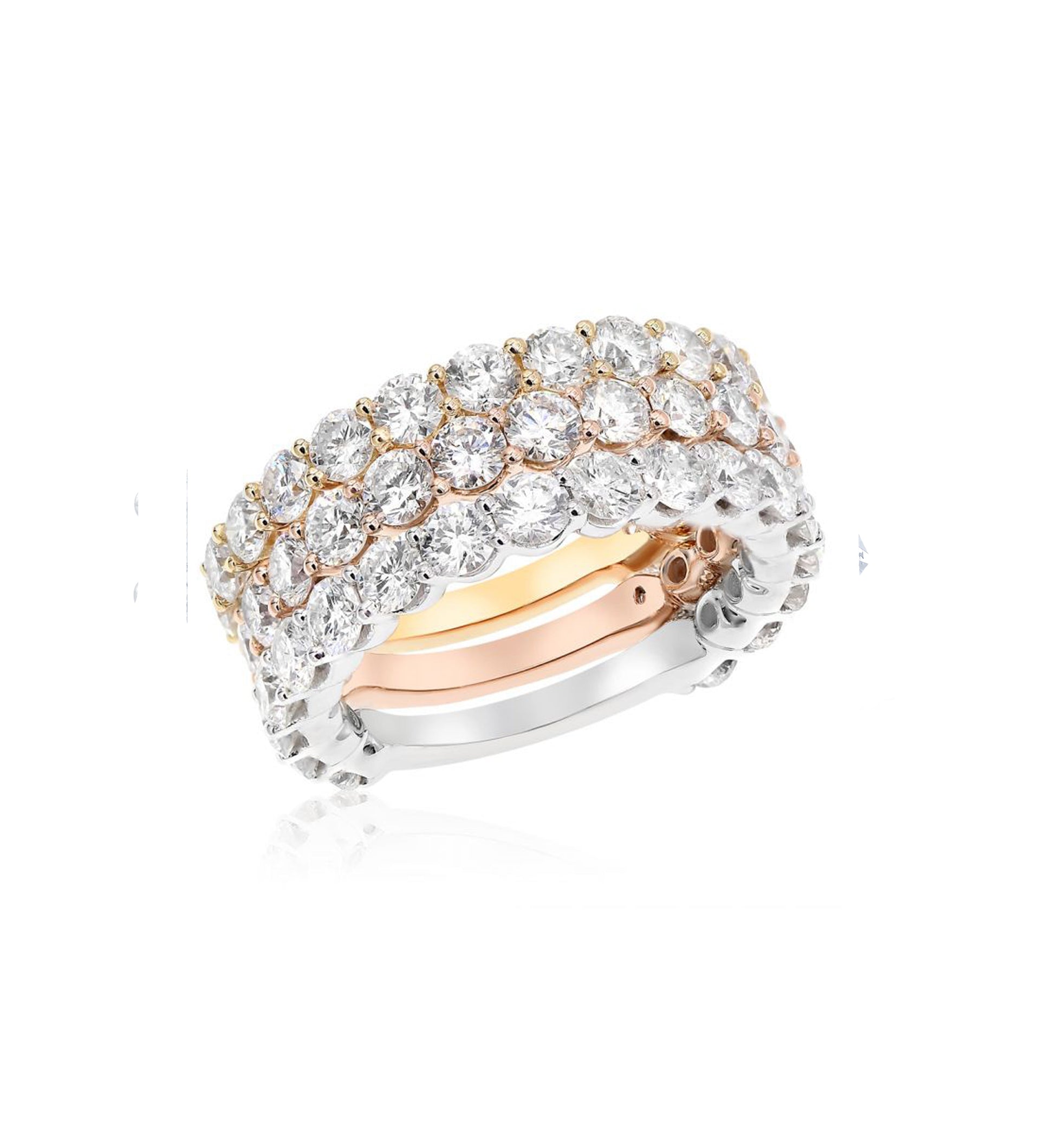 14kt 3 tone gold rings containing 2.43 cts tw