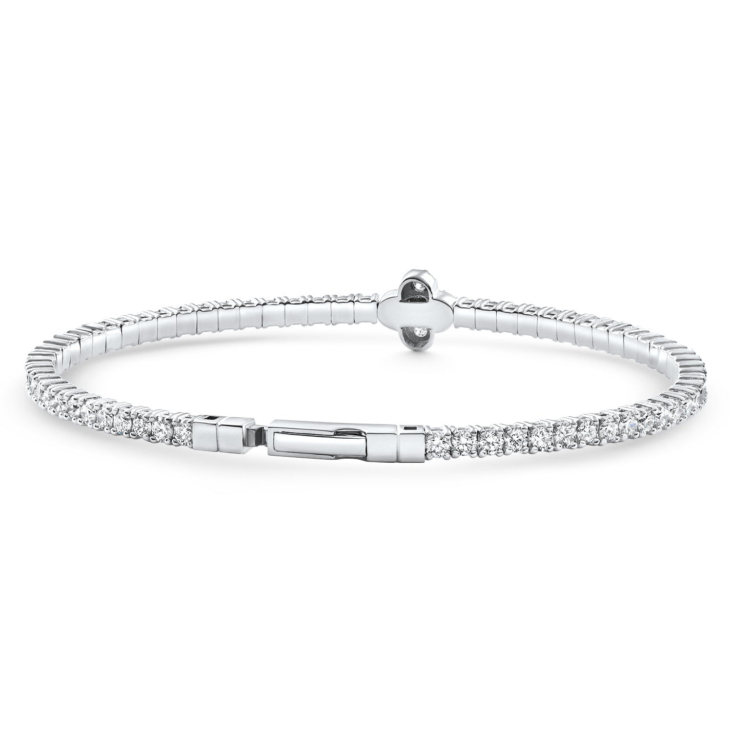 3.70ct Diamond Flexible Tennis Bangle Bracelet 14k White Gold Lab Grown