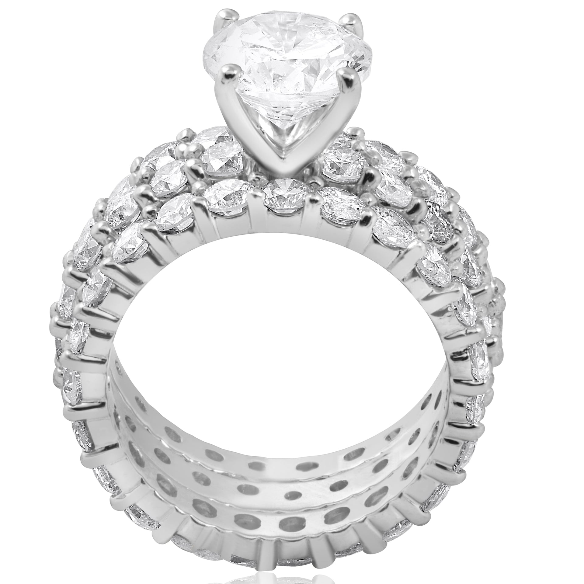 7ct Diamond Engagement Eternity Wedding Ring Set 14k White Gold