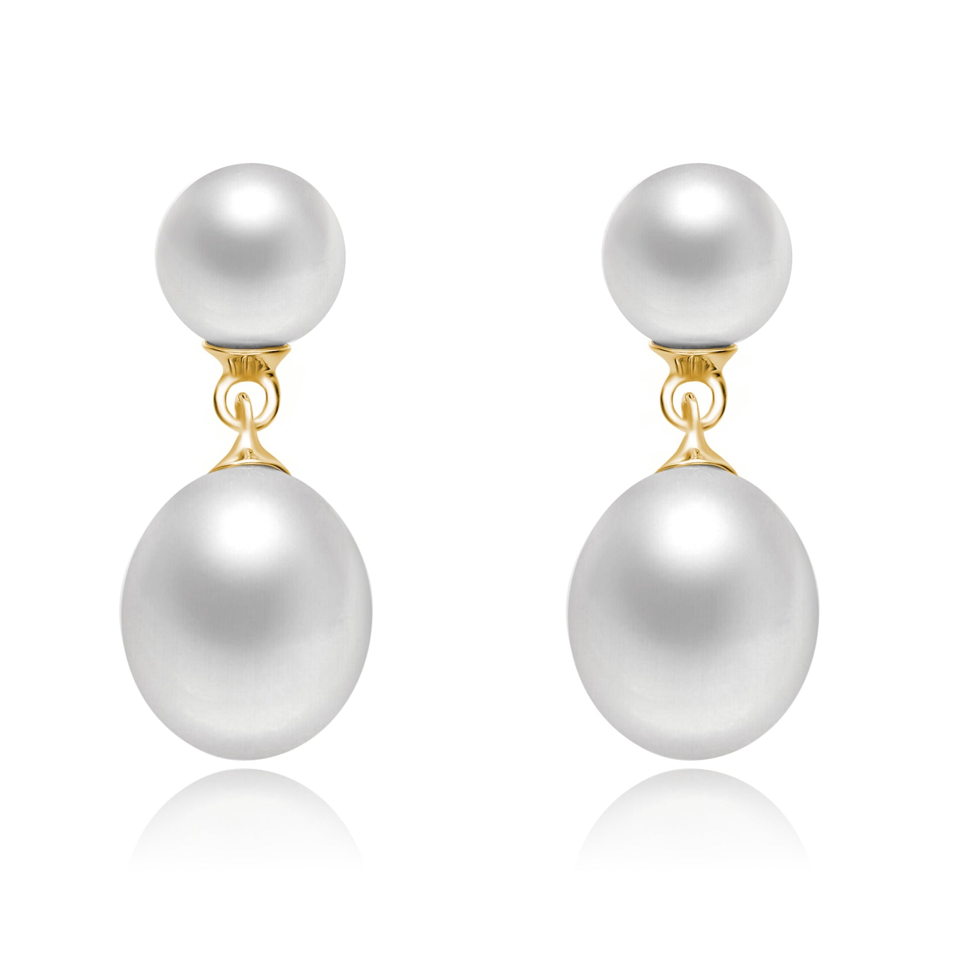 Sterling Silver Gold Plated White Pearl Drop Earrings