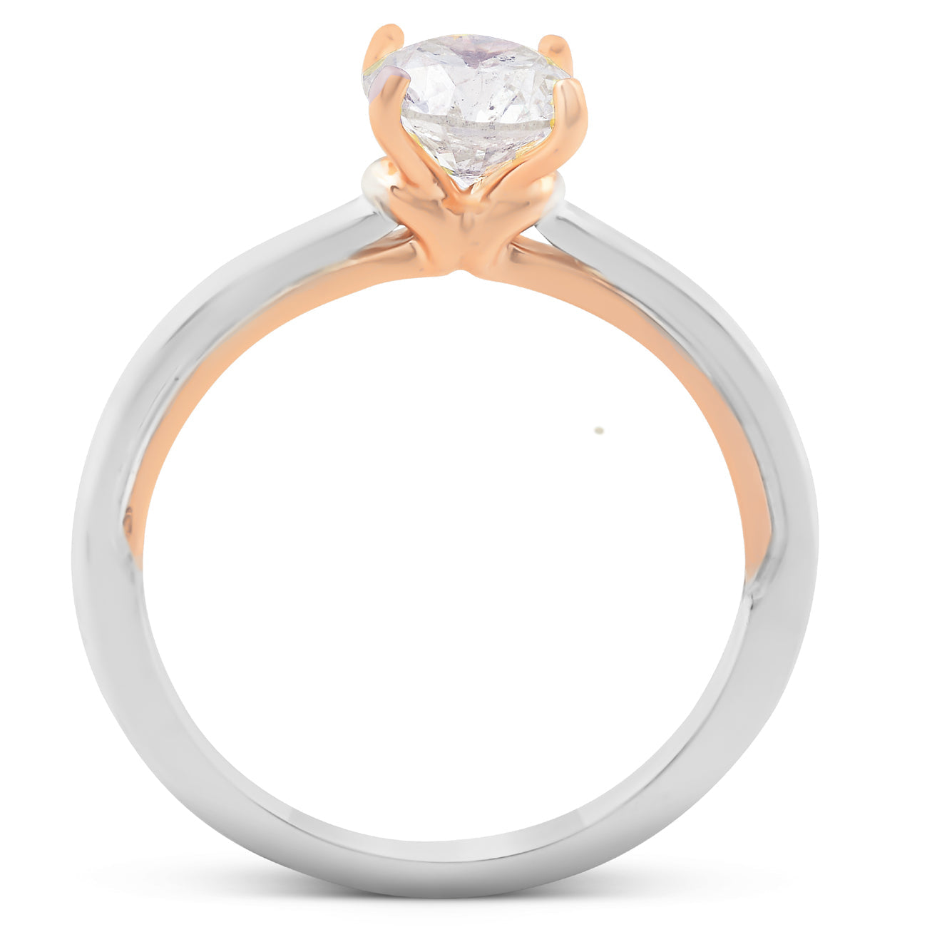 1 Ct Diamond Solitaire Two Tone Engagement Ring 14k White & Rose Gold