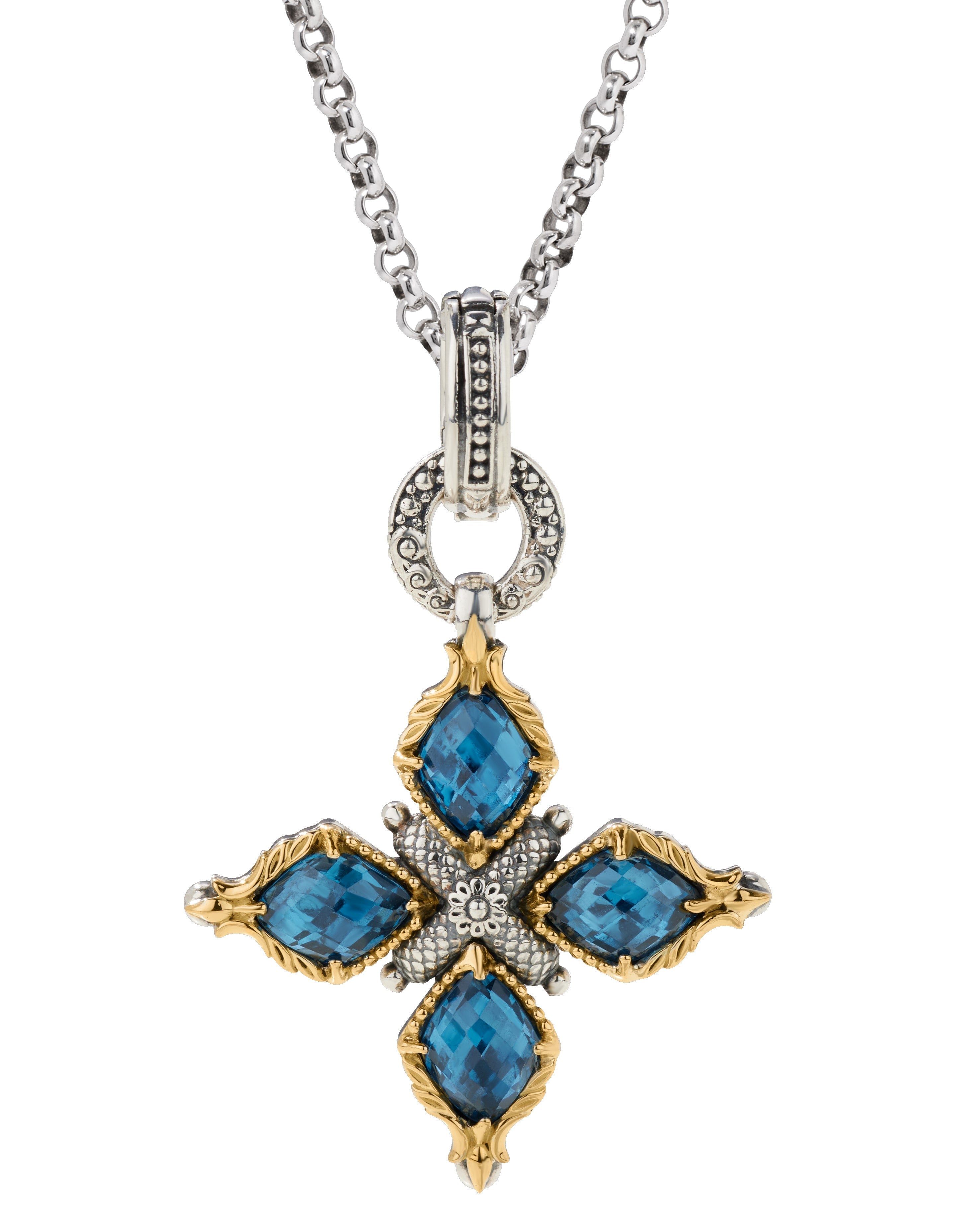 Konstantino Anthos Sterling Silver 18k Gold & Spinel Cross Pendant