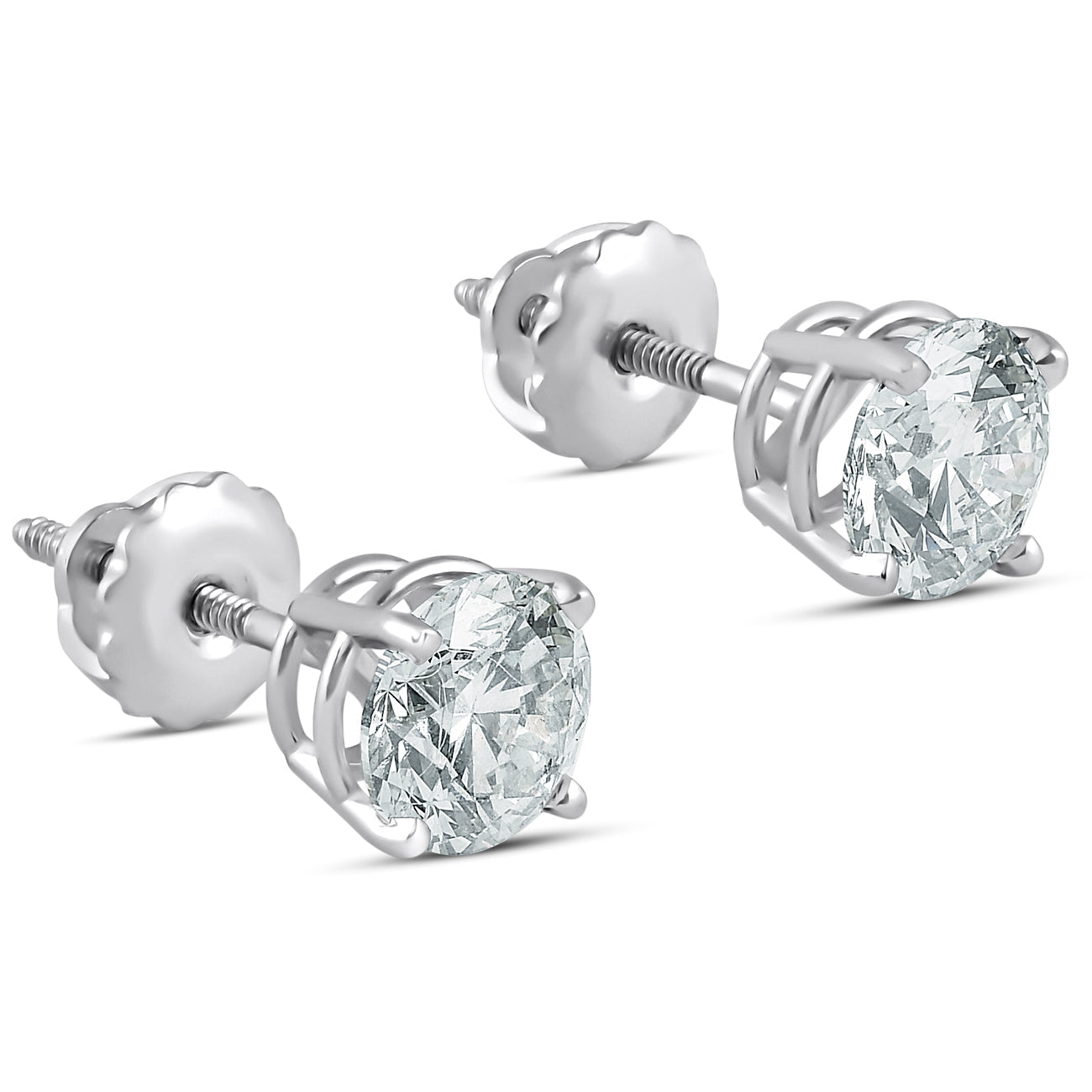 2 Ct Platinum Moissanite Screw Back Studs 6mm
