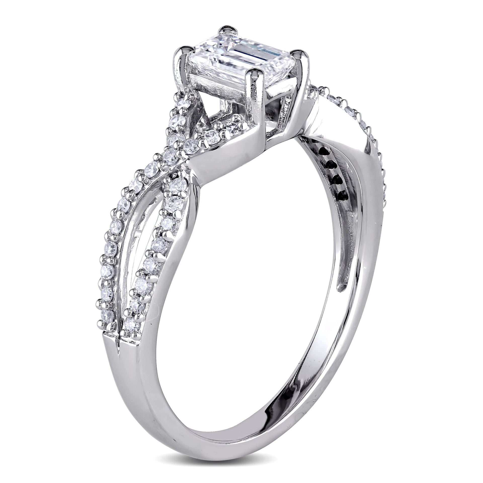 Mimi & Max 4/5ct TW Emerald Cut Diamond Twist Engagement Ring 14k White Gold