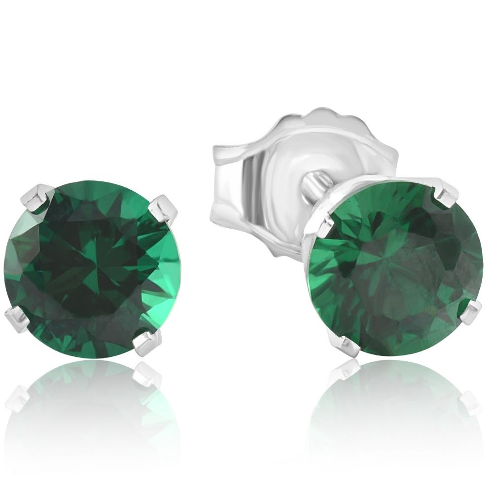 1Ct TW Emerald Studs in 10k White or Yellow Gold